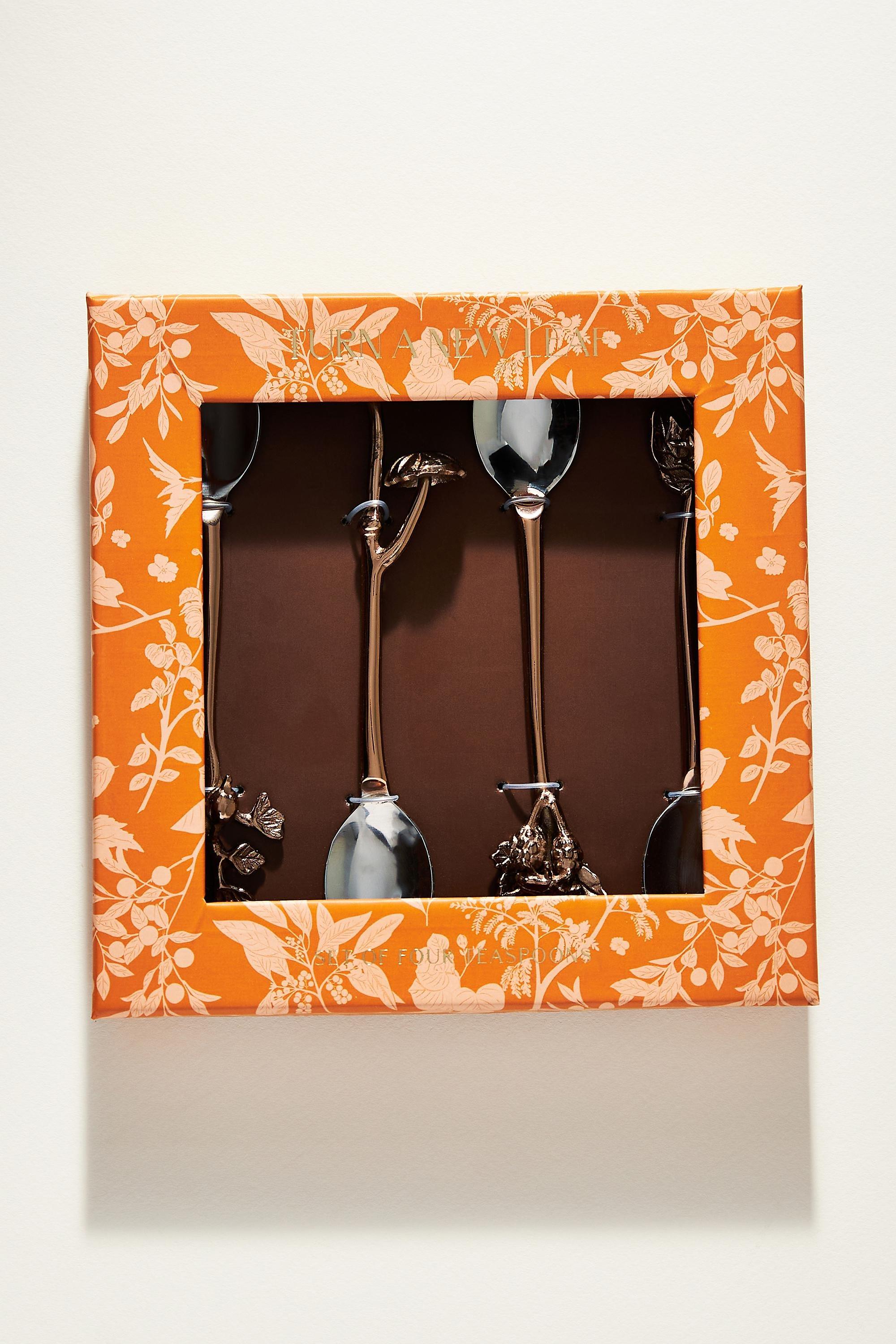 Foliage Teaspoons, Set Of 4, Copper, A501_0028, large image number 1