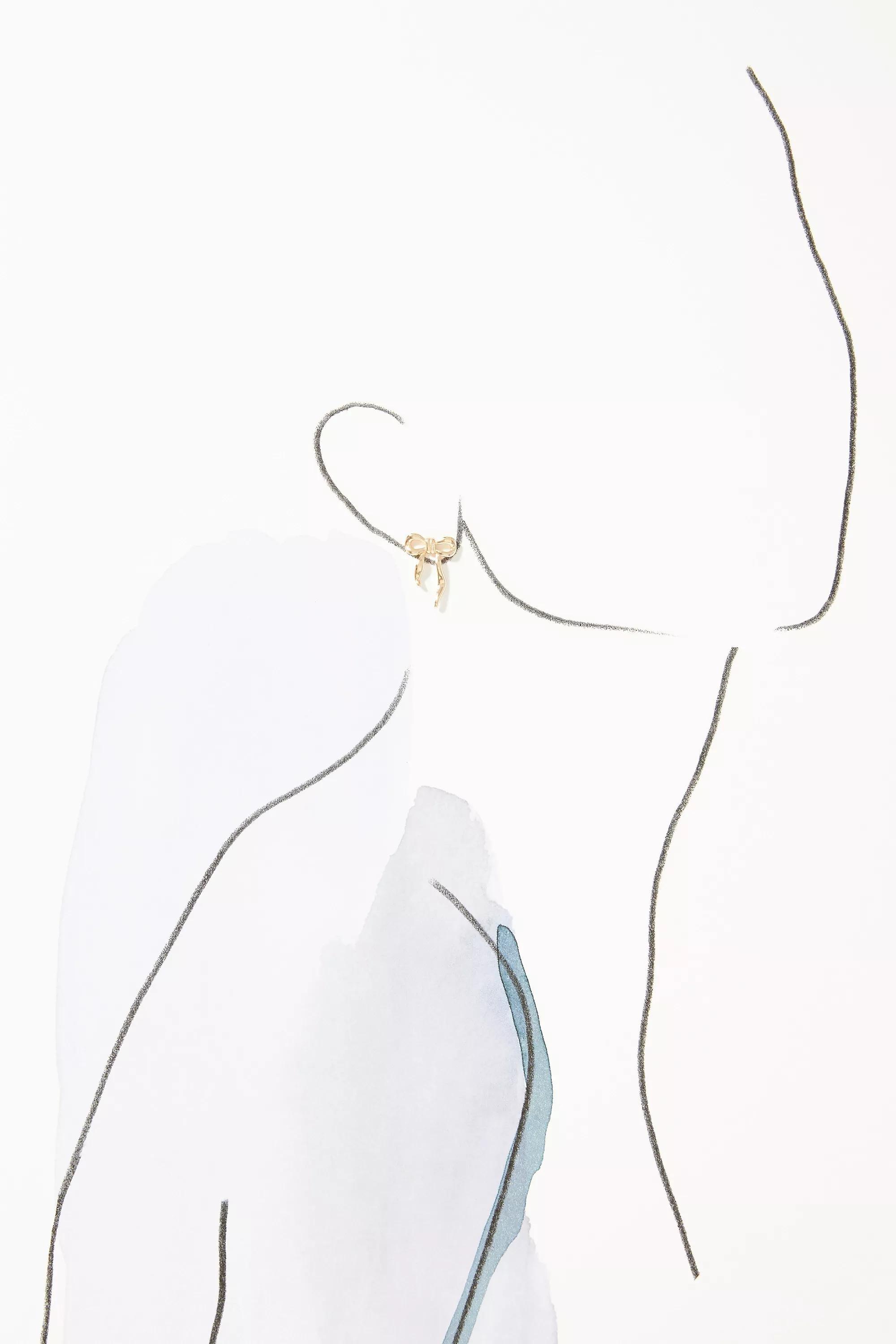 Thick Bow Stud Earrings, Gold-Plated, A501_0070, large image number 2