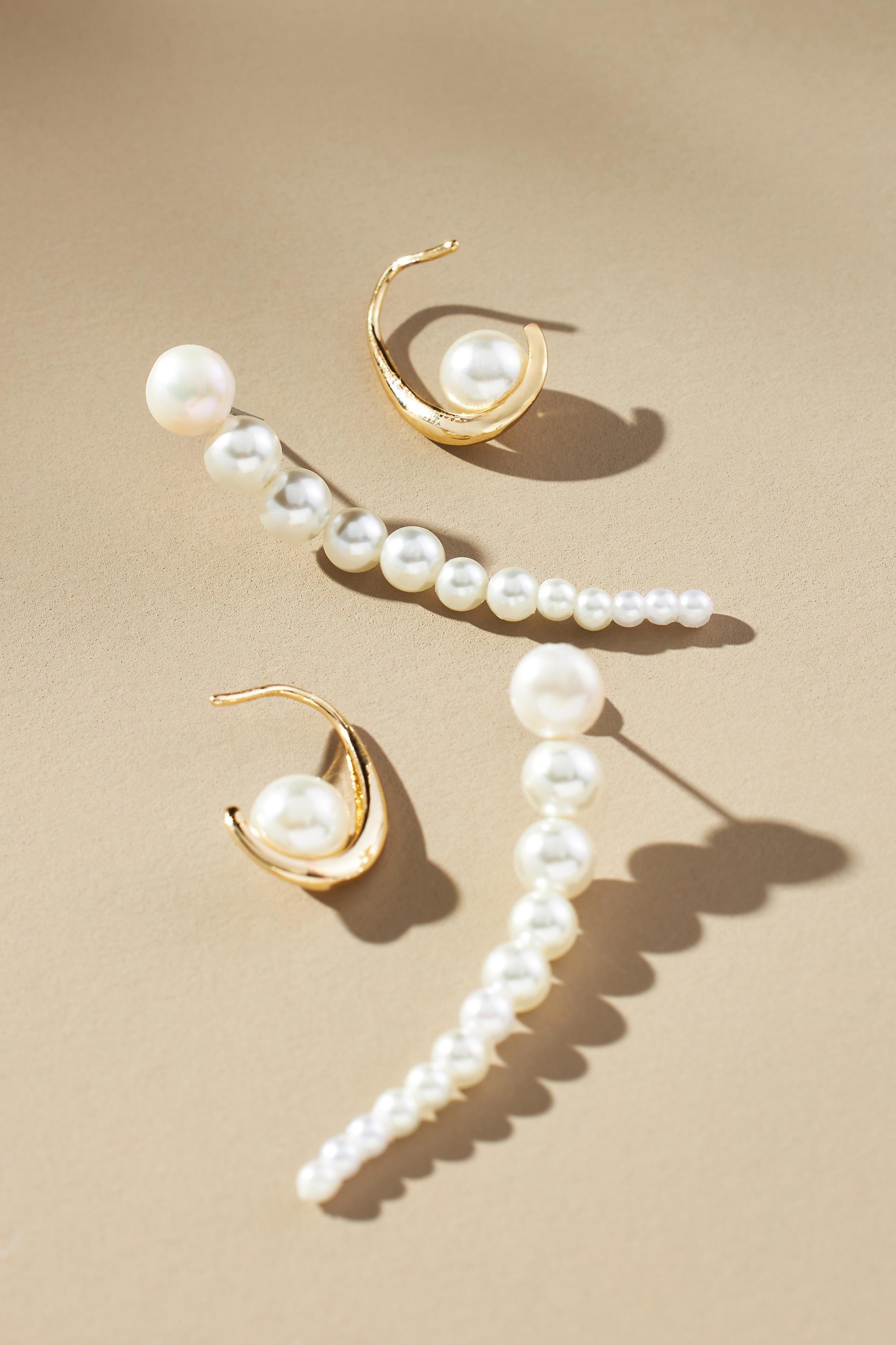 Drop Earrings - Set Of Two, Cream, A501_0017, large image number 0