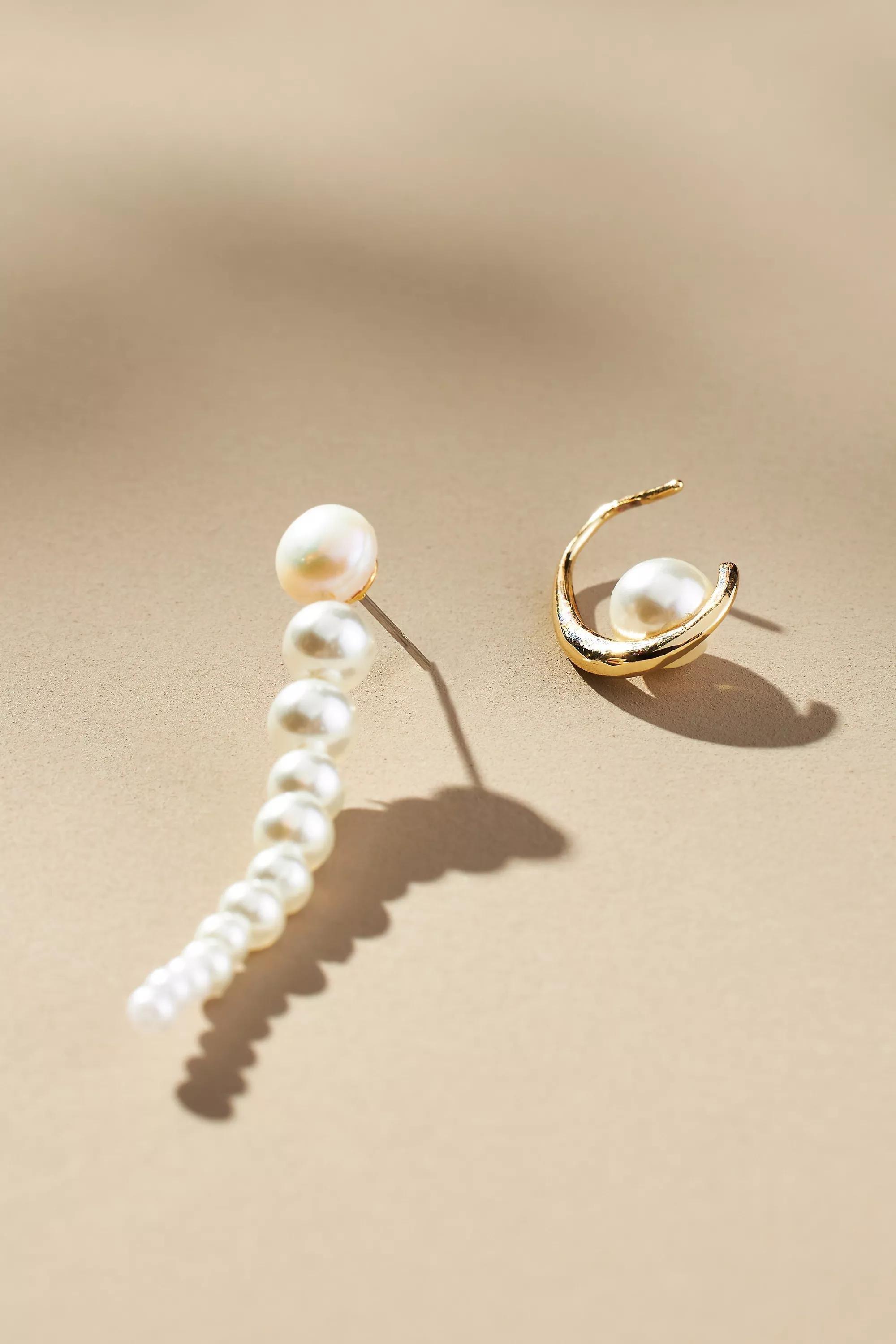 Drop Earrings - Set Of Two, Cream, A501_0017, large image number 1