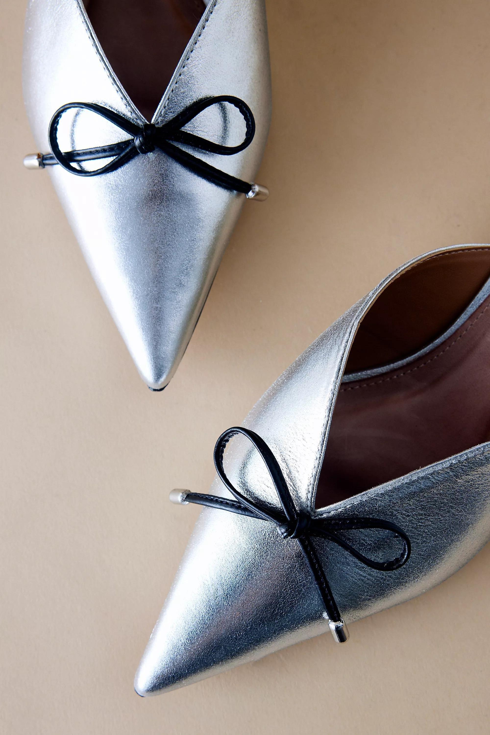 Anthropologie Maeve Bow Mules, Silver, , large image number 1