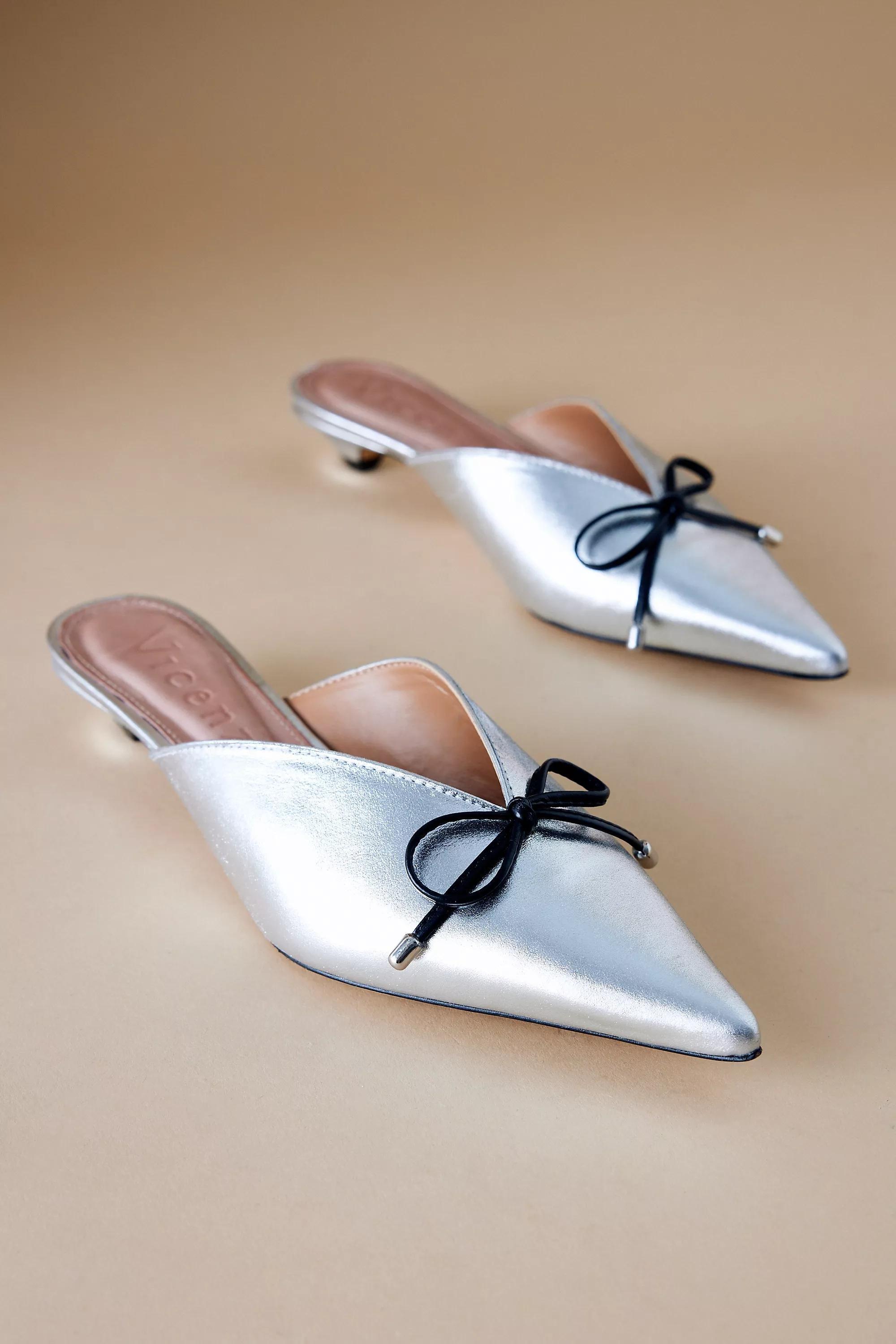 Anthropologie Maeve Bow Mules, Silver, , large image number 3