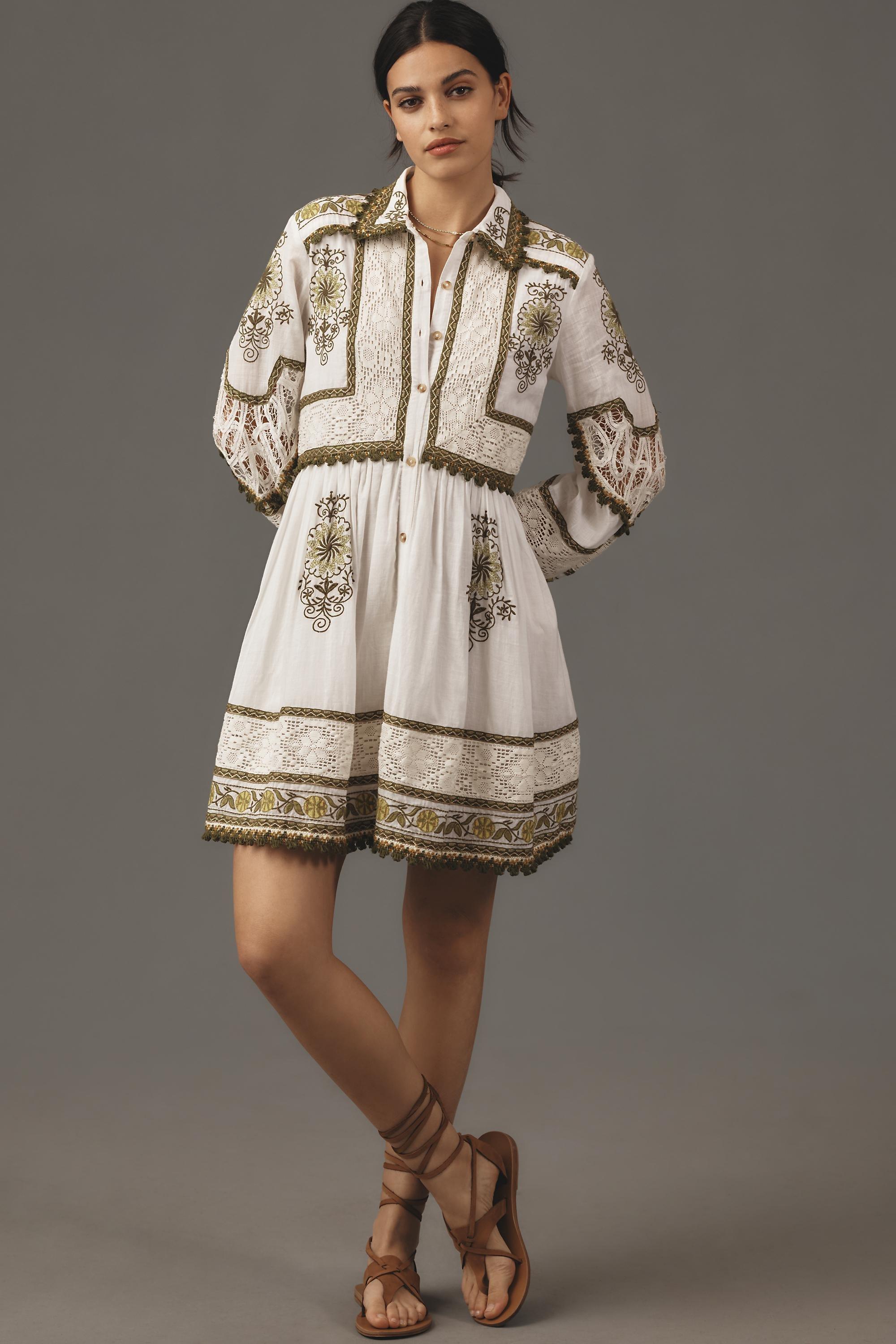NEUTR MOT Maeve Long-Sleeve Embroidered Boho Mini Dress, , large image number 1