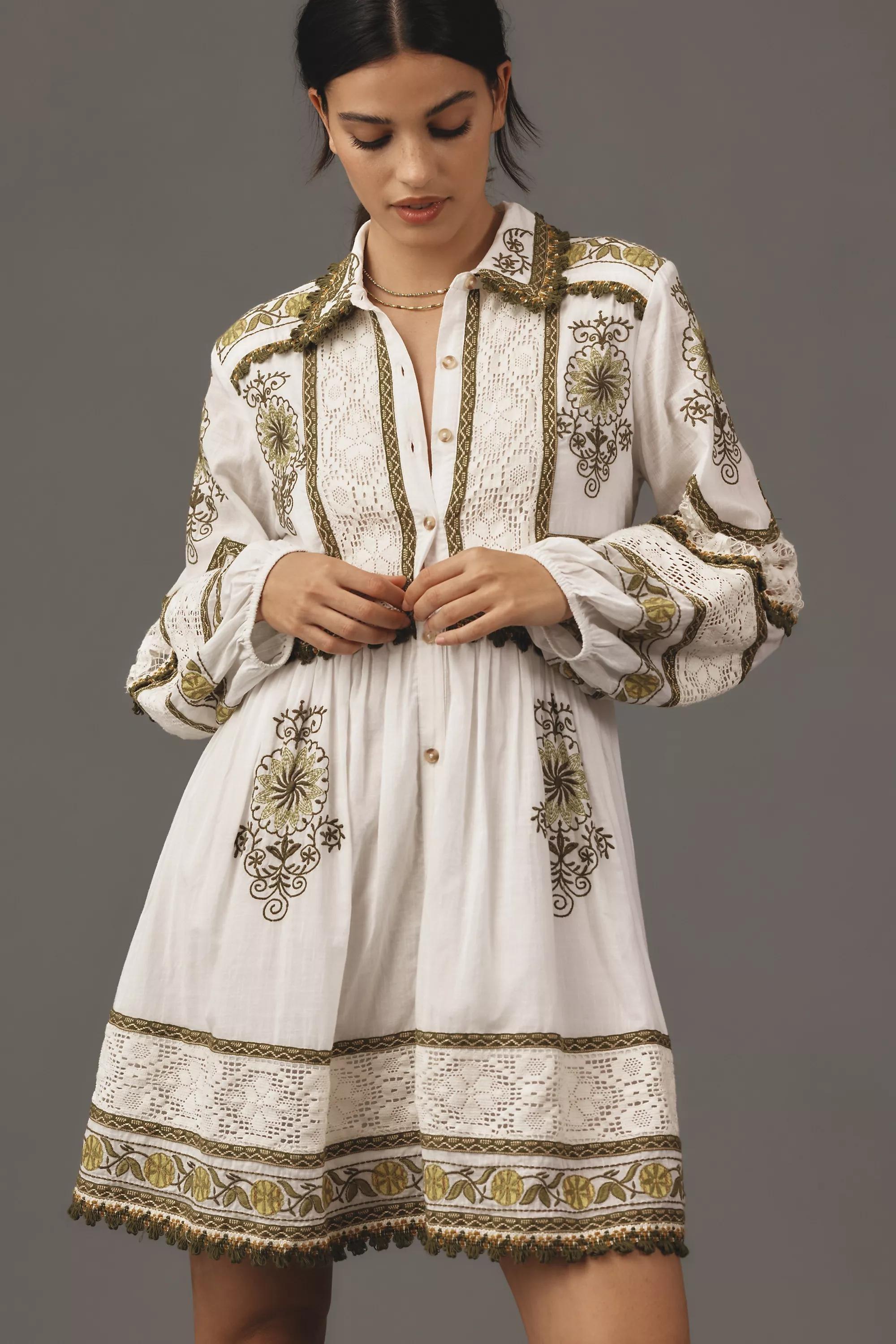 NEUTR MOT Maeve Long-Sleeve Embroidered Boho Mini Dress, , large image number 4