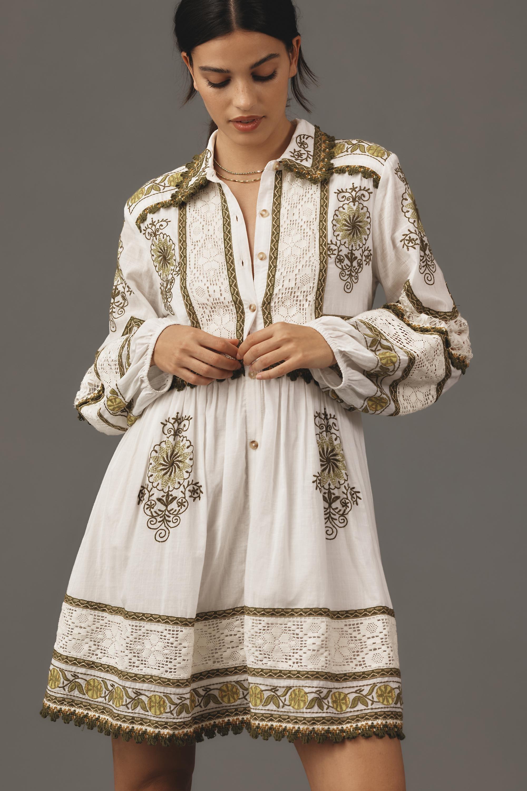 NEUTR MOT Maeve Long-Sleeve Embroidered Boho Mini Dress, , large image number 6