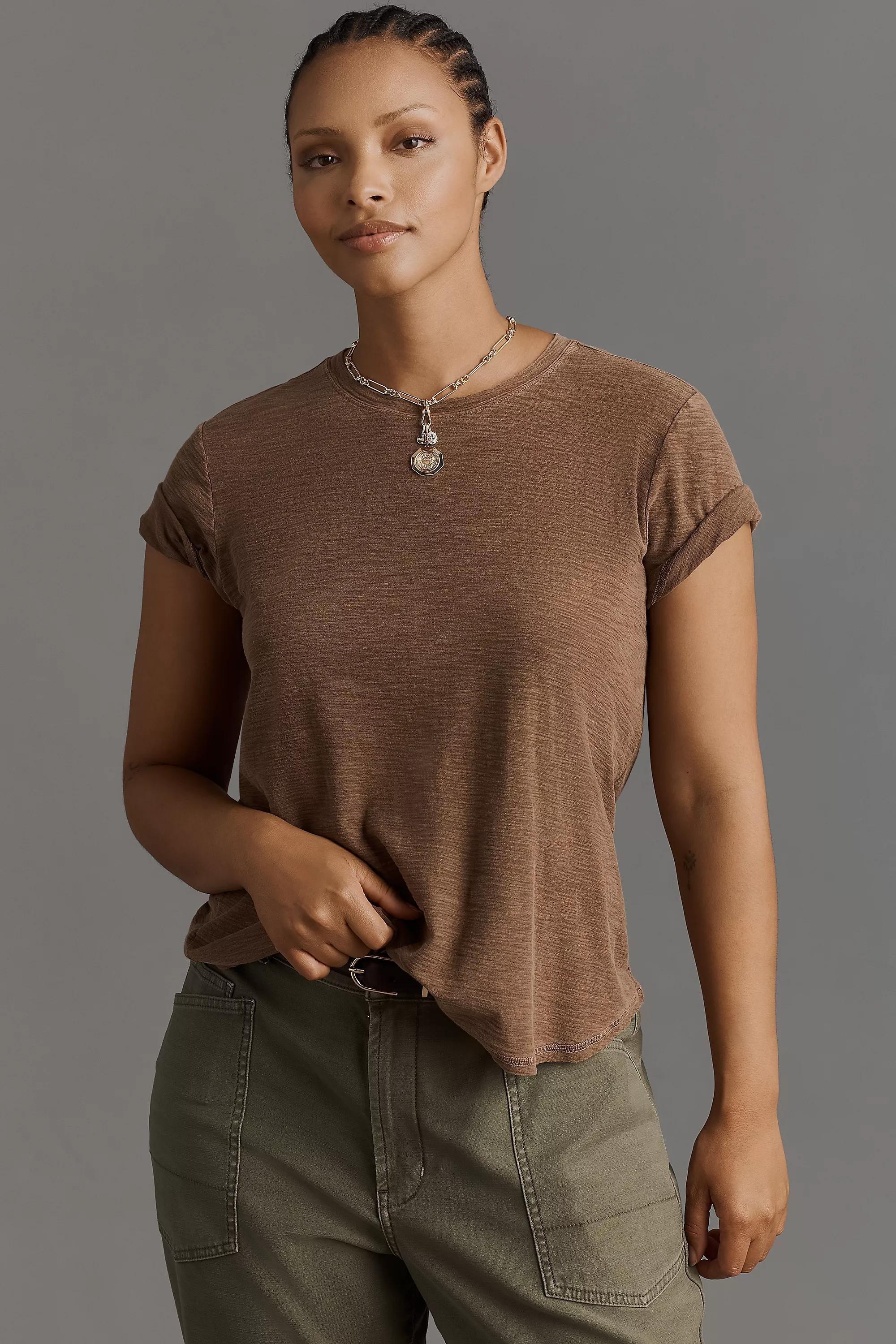 Anthropologie Plain Basic Athleisure Cropped, Brown, A501_0021, large image number 4