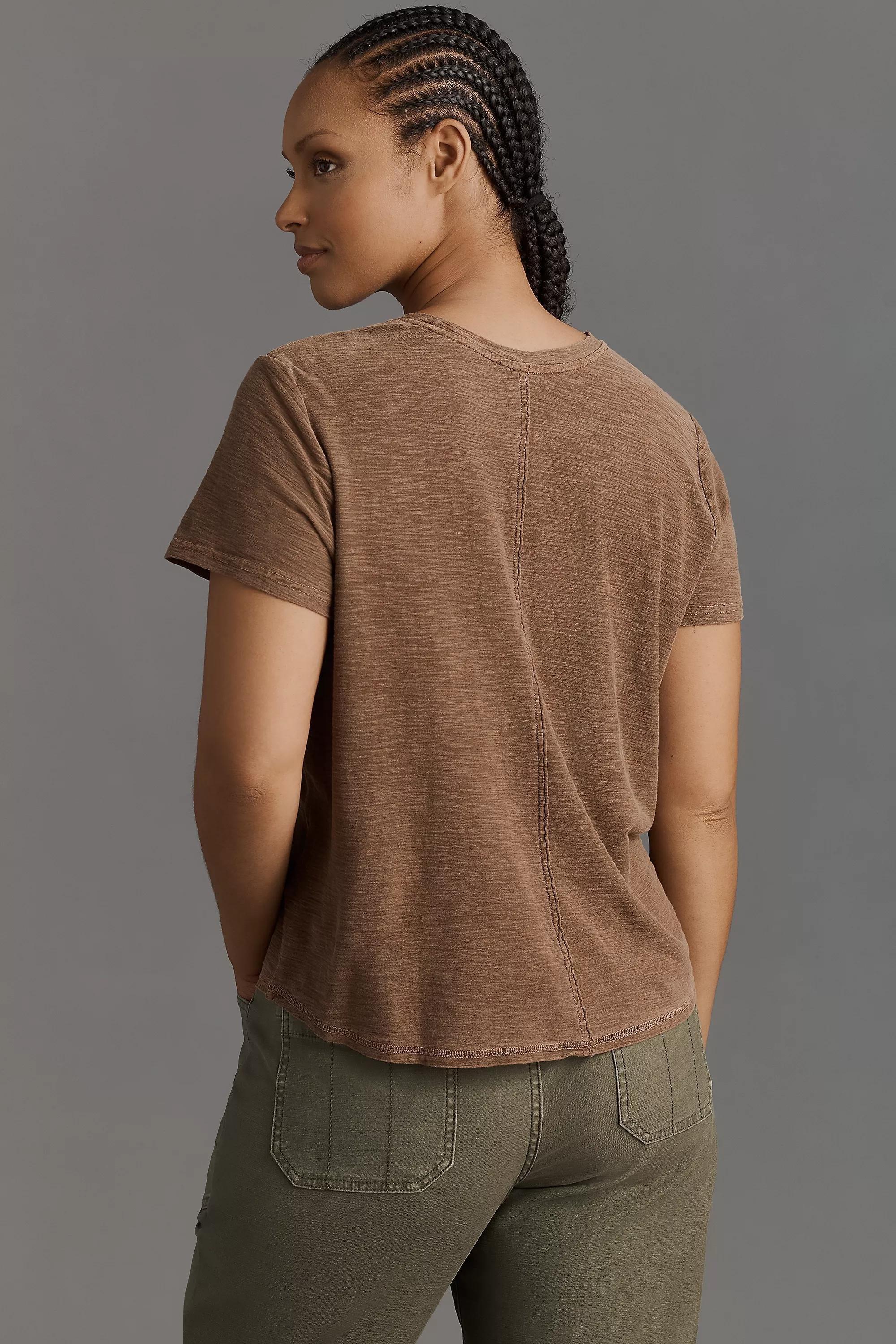 Anthropologie Plain Basic Athleisure Cropped, Brown, A501_0021, large image number 5