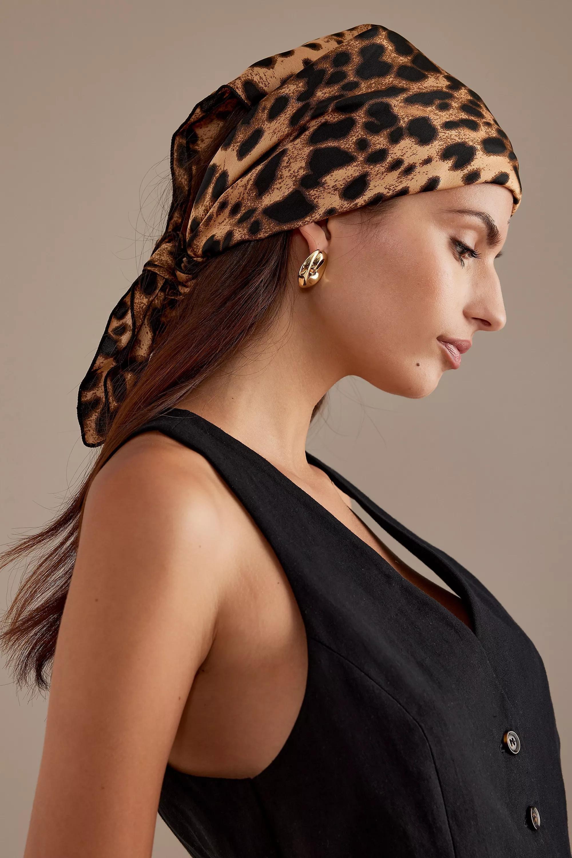 Motif Leopard Print Headscarf, Brown, A501_0029, large image number 1