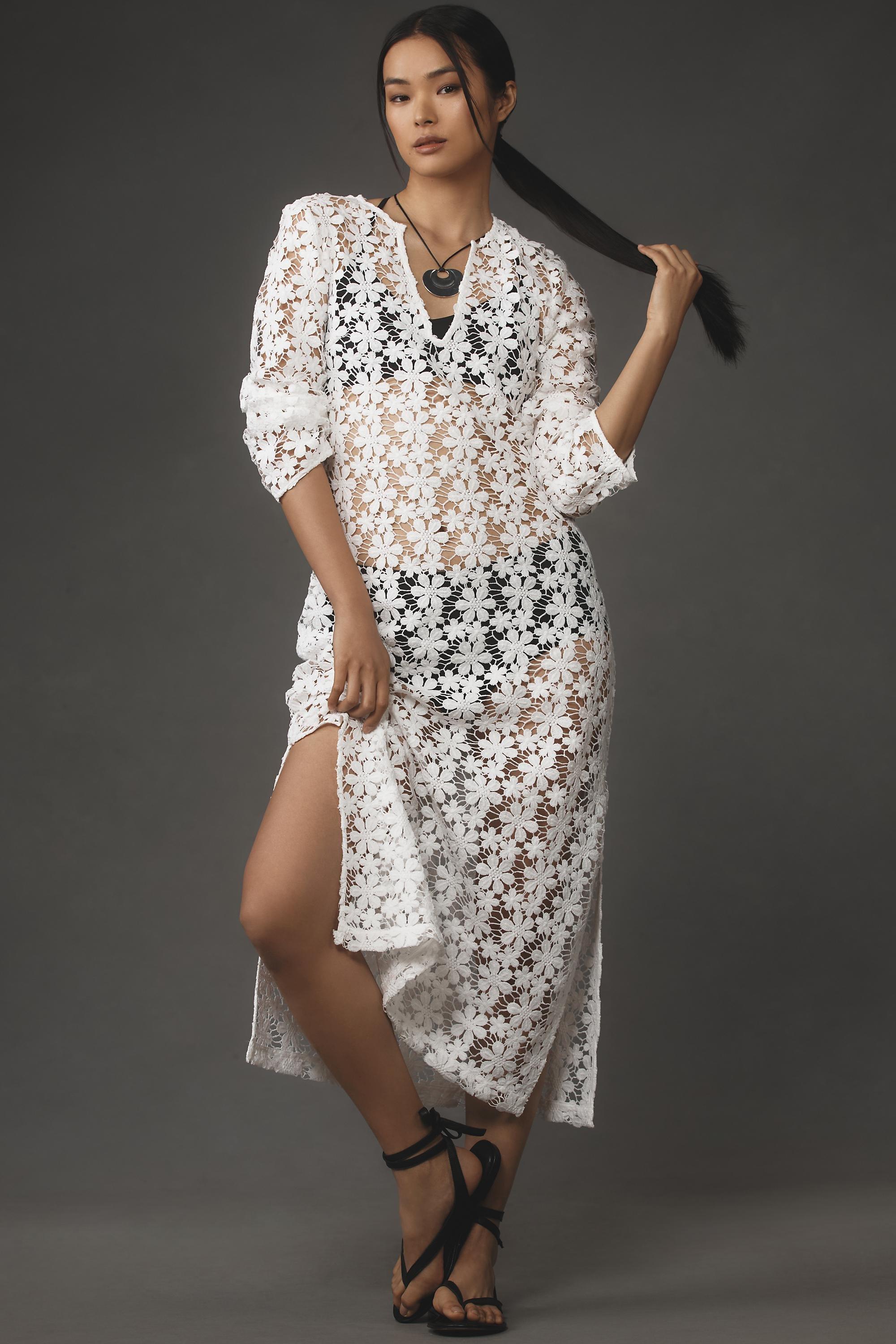 By Anthropologie 3D Floral Tunic, White, A501_0010, large image number 0