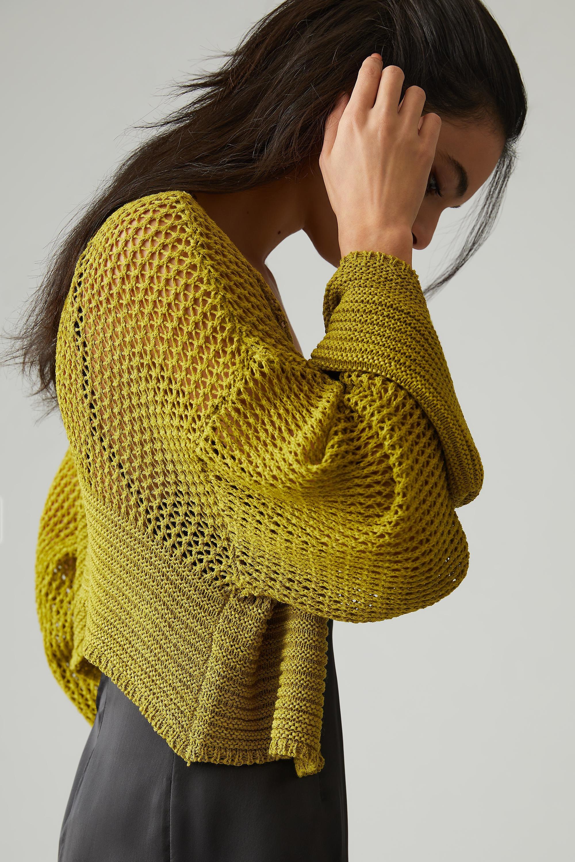 By Anthropologie Sheer Cardigan, Beige, A501_0035, large image number 5