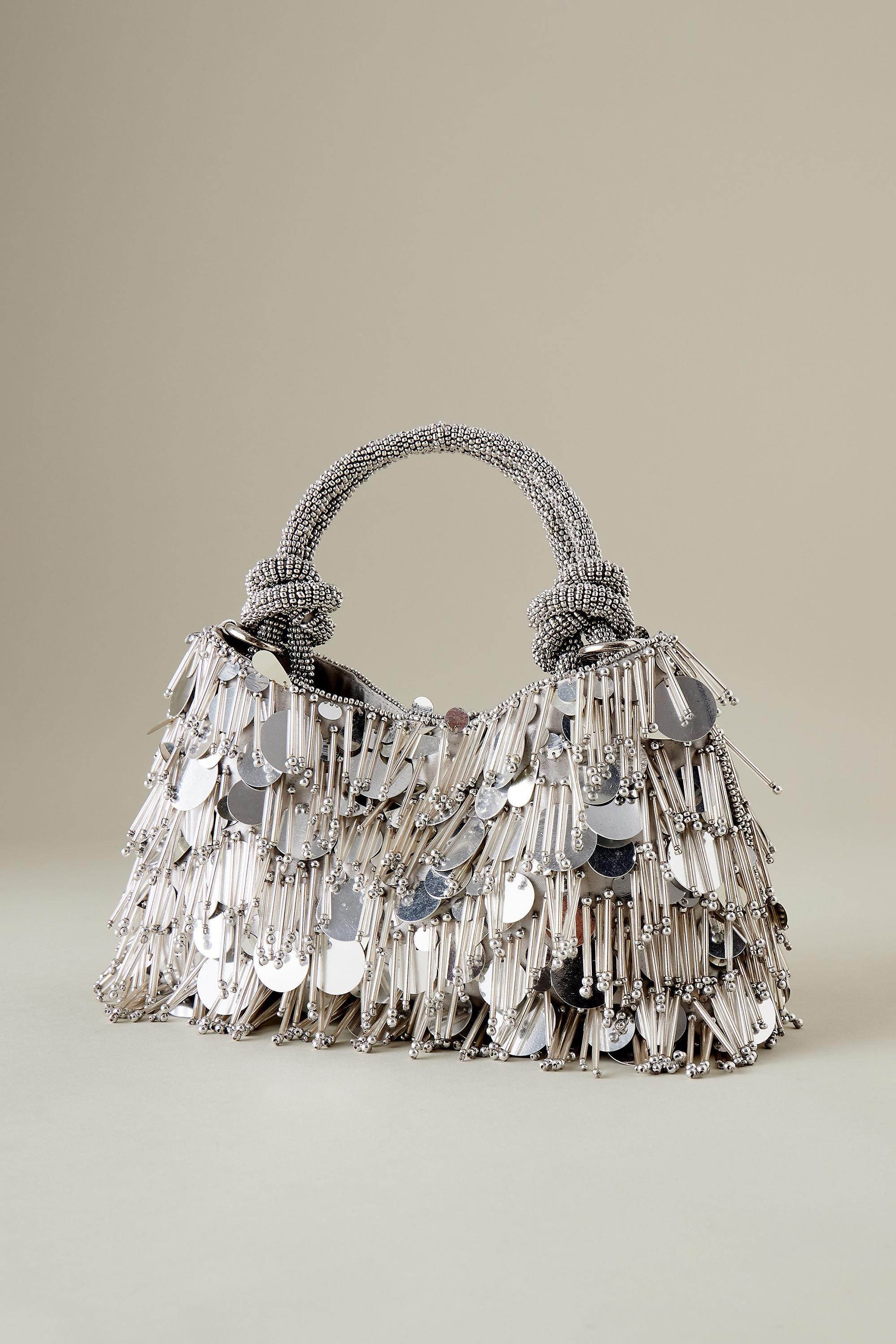 Steffi Beaded Shoulder Bag, Silver, A501_0007, large image number 1