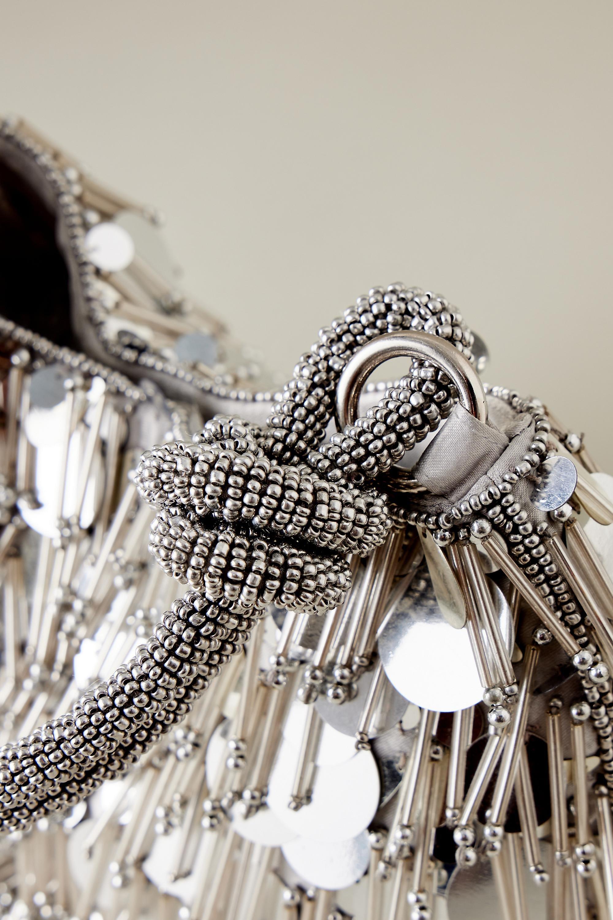 Steffi Beaded Shoulder Bag, Silver, A501_0007, large image number 2