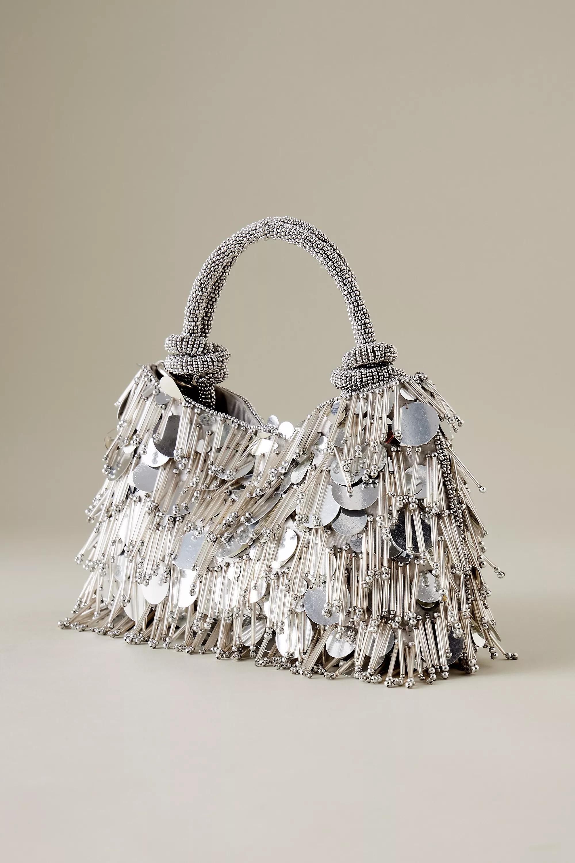 Steffi Beaded Shoulder Bag, Silver, A501_0007, large image number 4