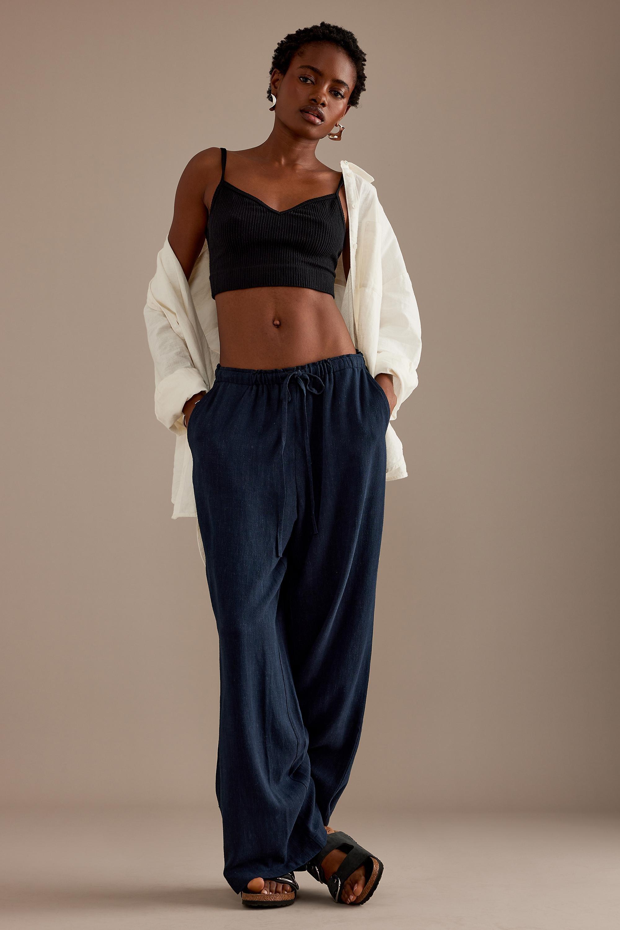 By Anthropologie Blended Relaxed Trousers, Navy, , large image number 0