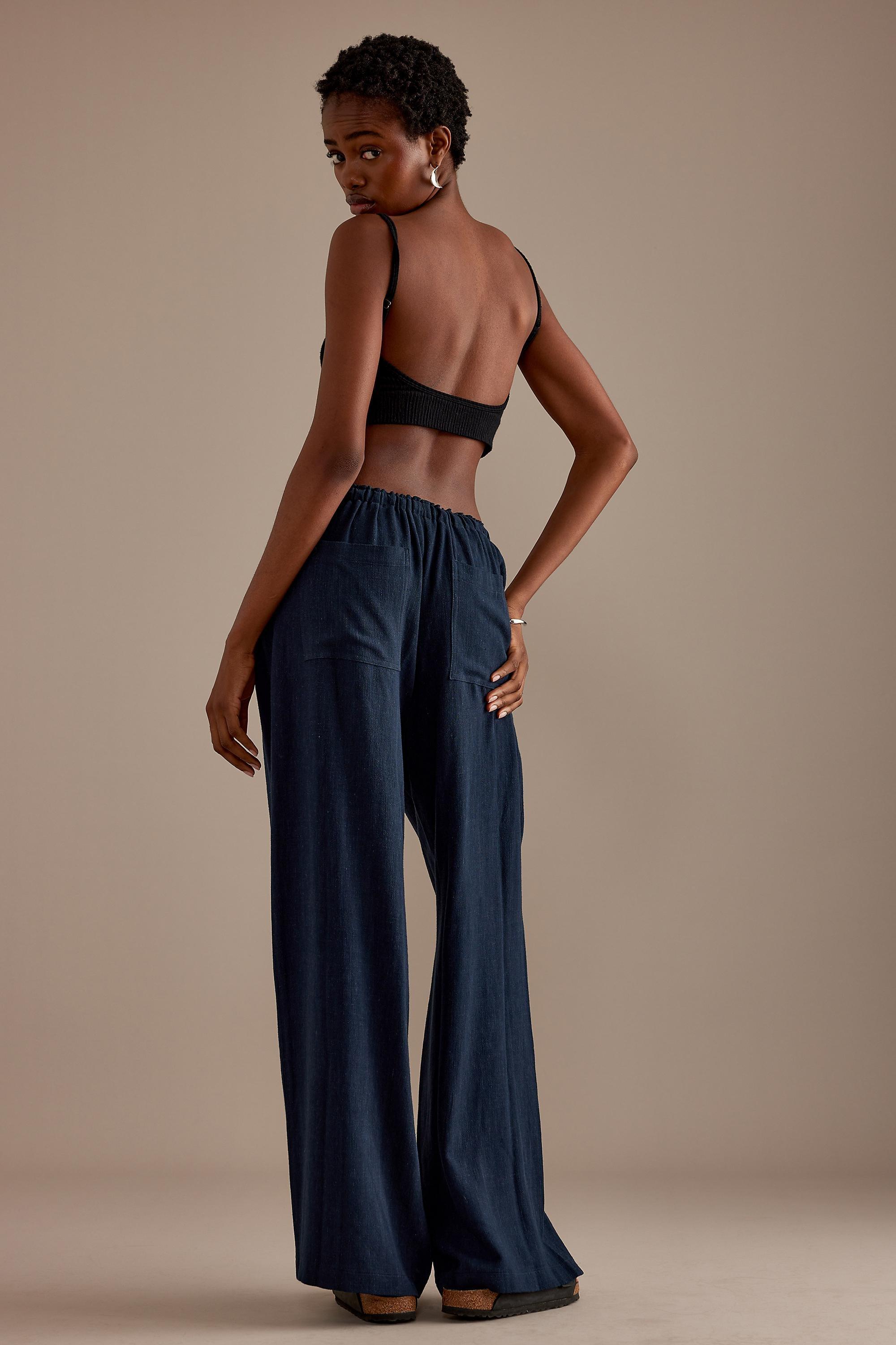By Anthropologie Blended Relaxed Trousers, Navy, , large image number 1