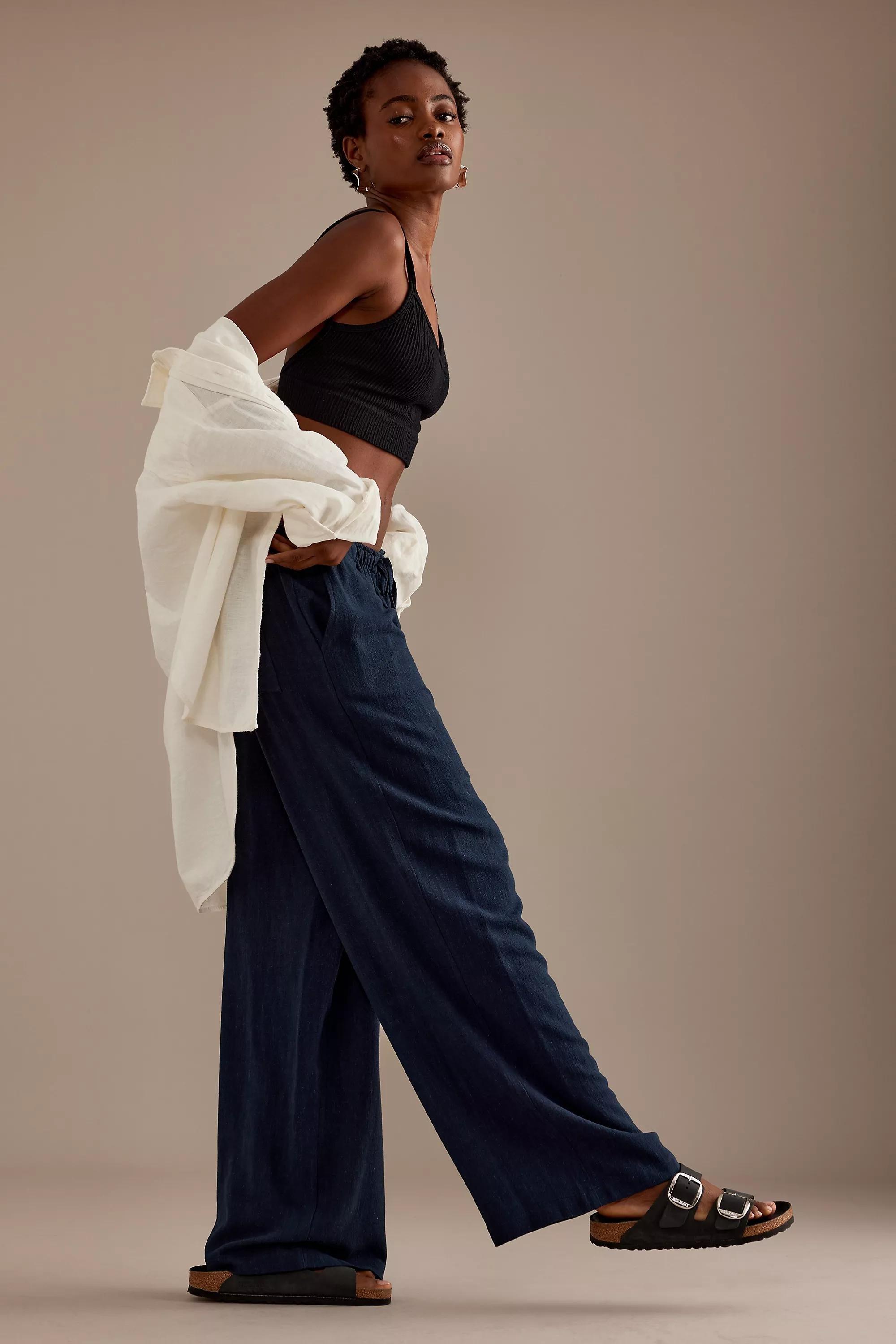 By Anthropologie Blended Relaxed Trousers, Navy, , large image number 2