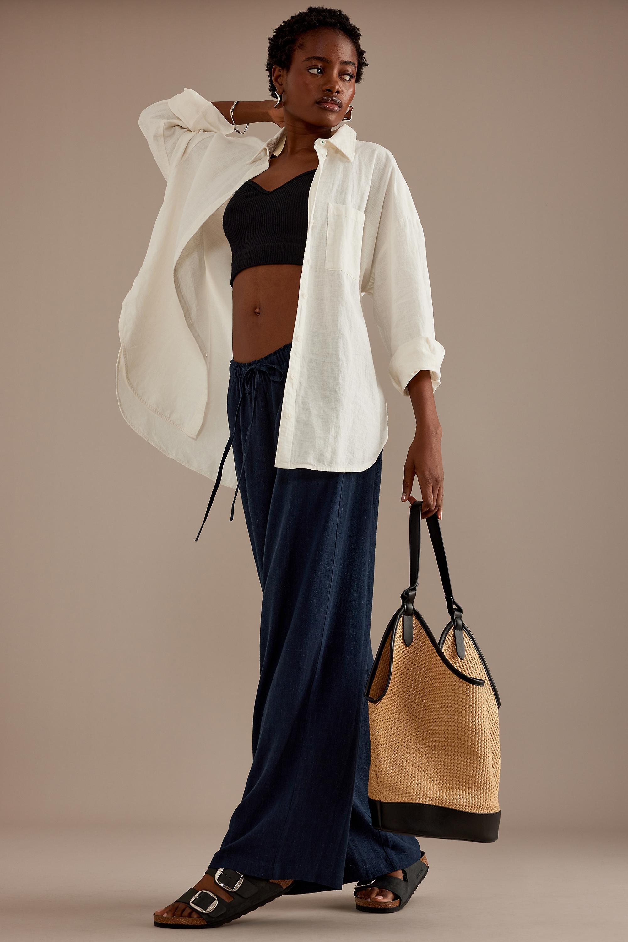 By Anthropologie Blended Relaxed Trousers, Navy, , large image number 3