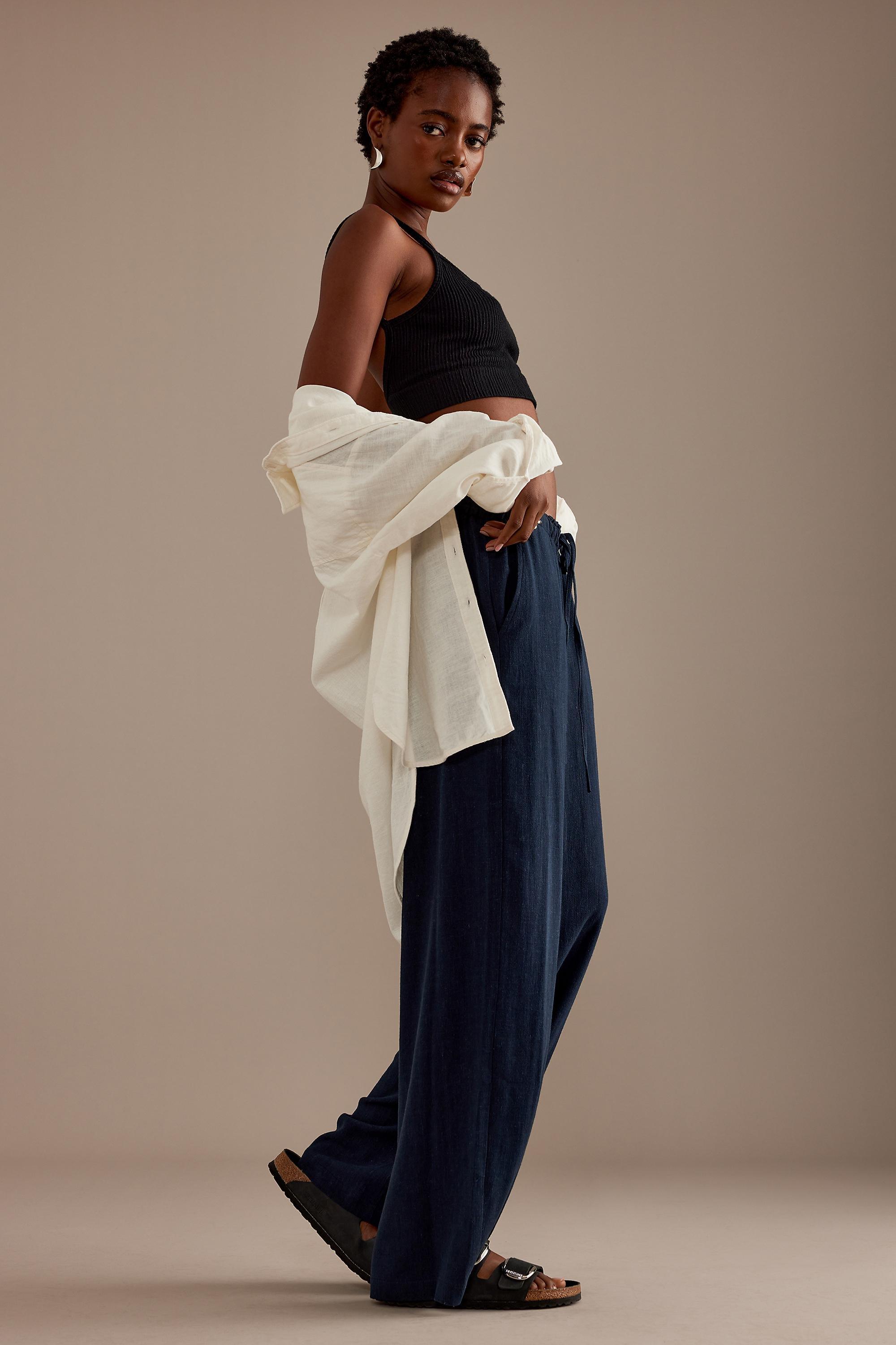 By Anthropologie Blended Relaxed Trousers, Navy, , large image number 4