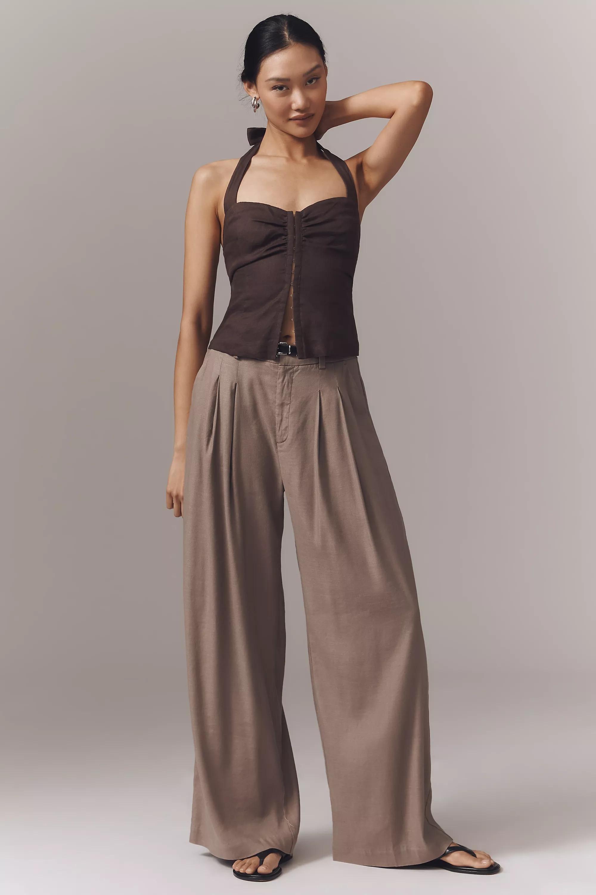 Anthropologie Plain Casual Trousers, Brown, A501_0020, medium