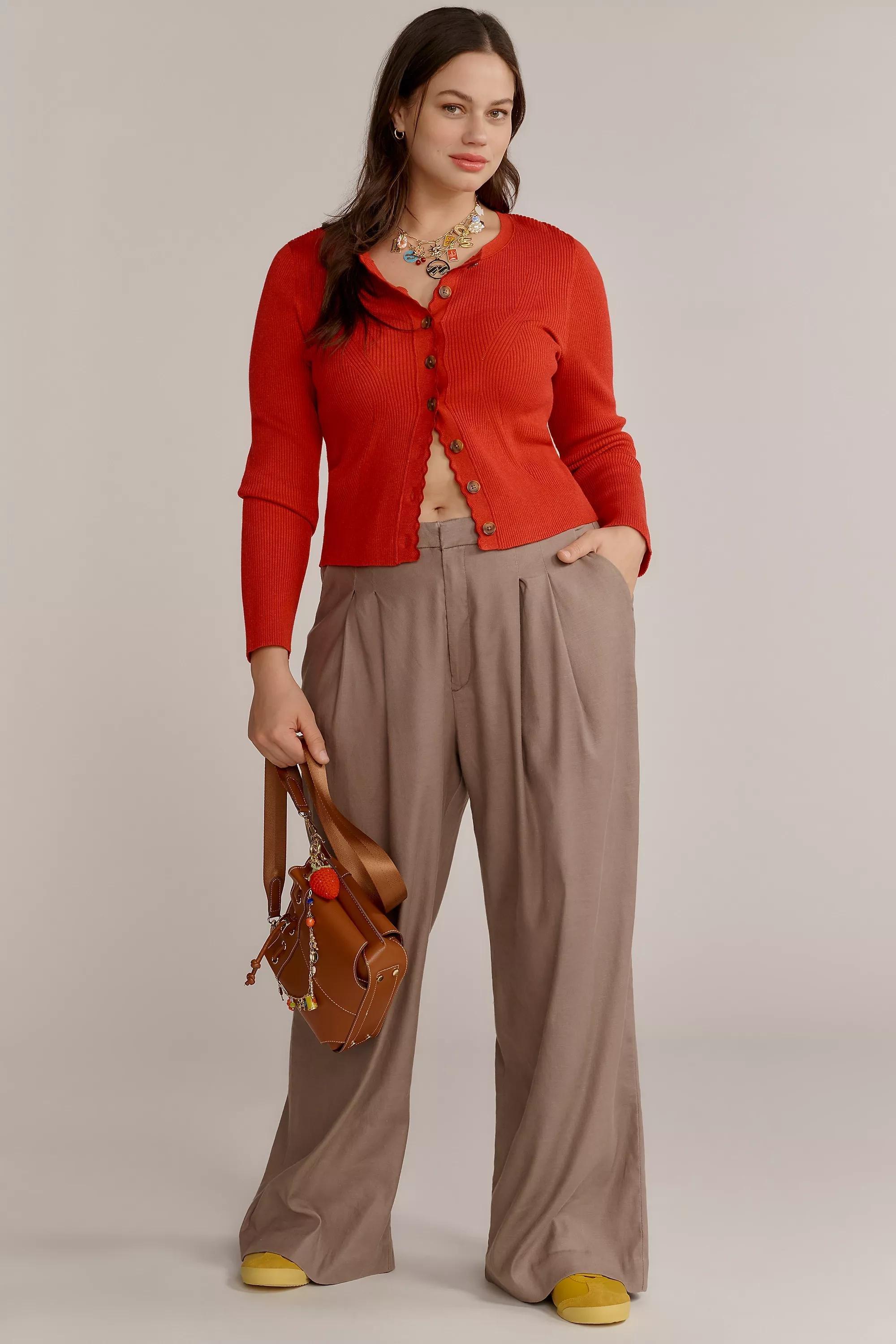 Anthropologie Plain Casual Trousers, Brown, , large image number 4