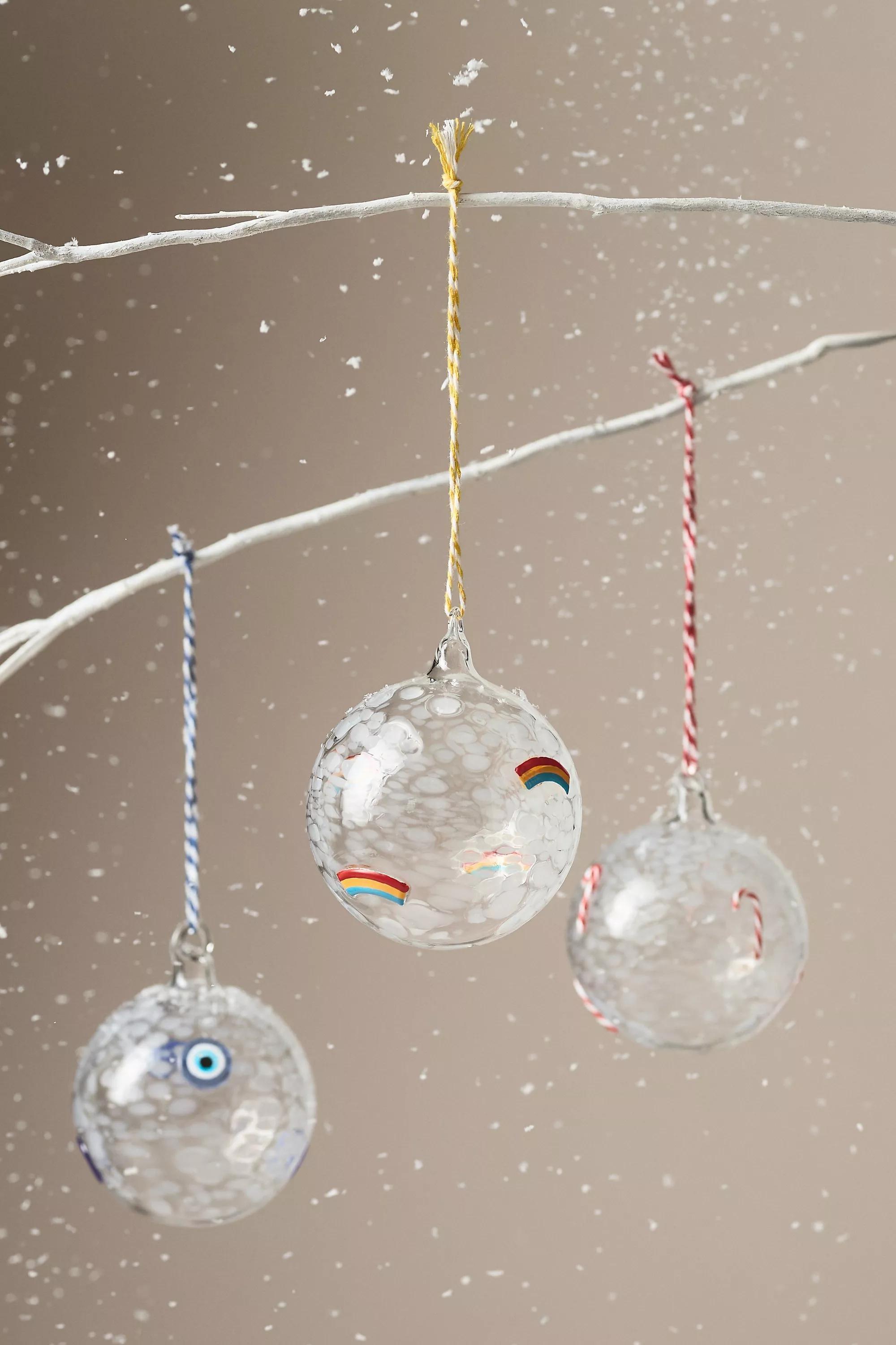Pressed Bead Glass Ornament, Red, A501_0060, large image number 1