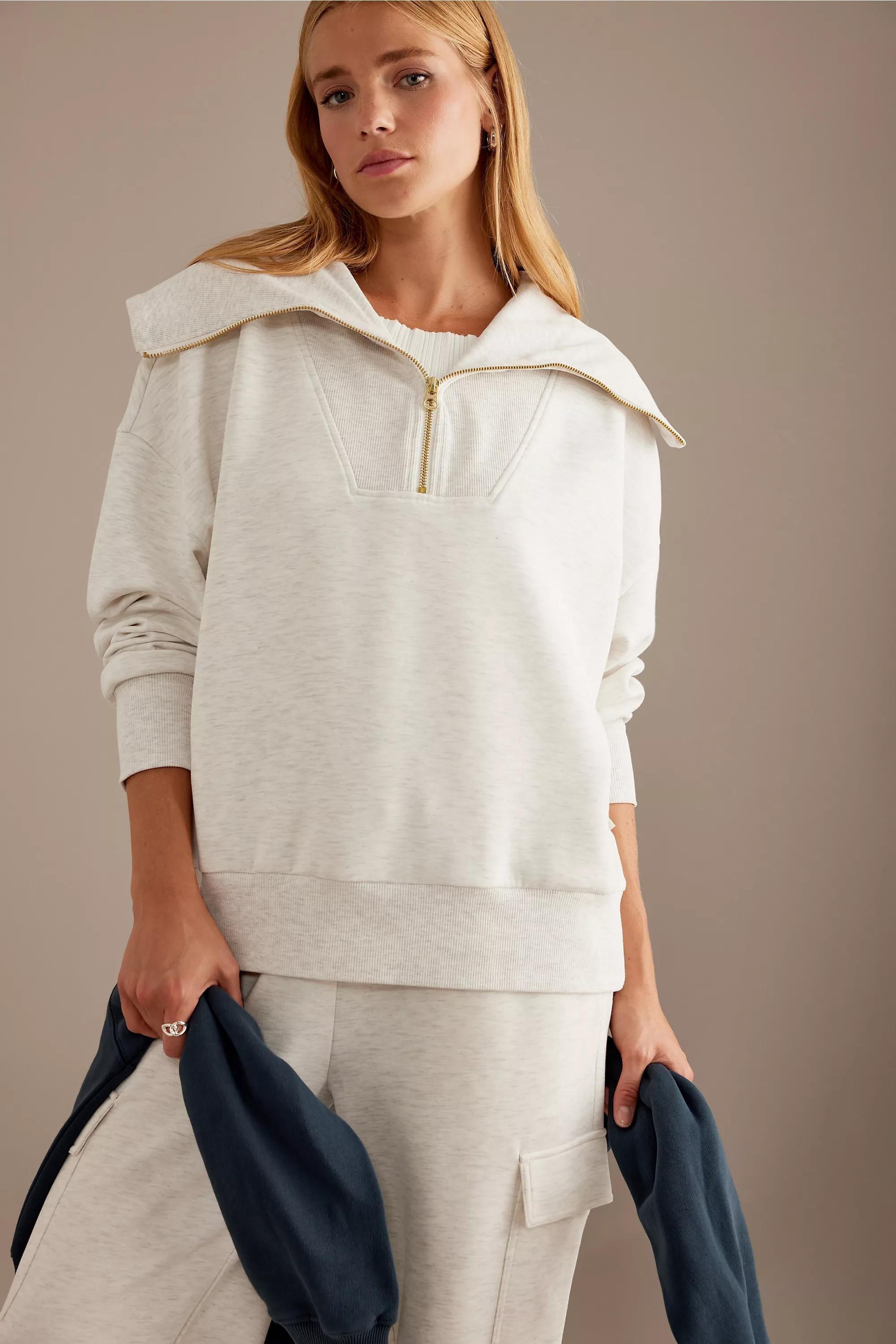 Anthropologie Textured Sweatshirts, White, , large image number 0