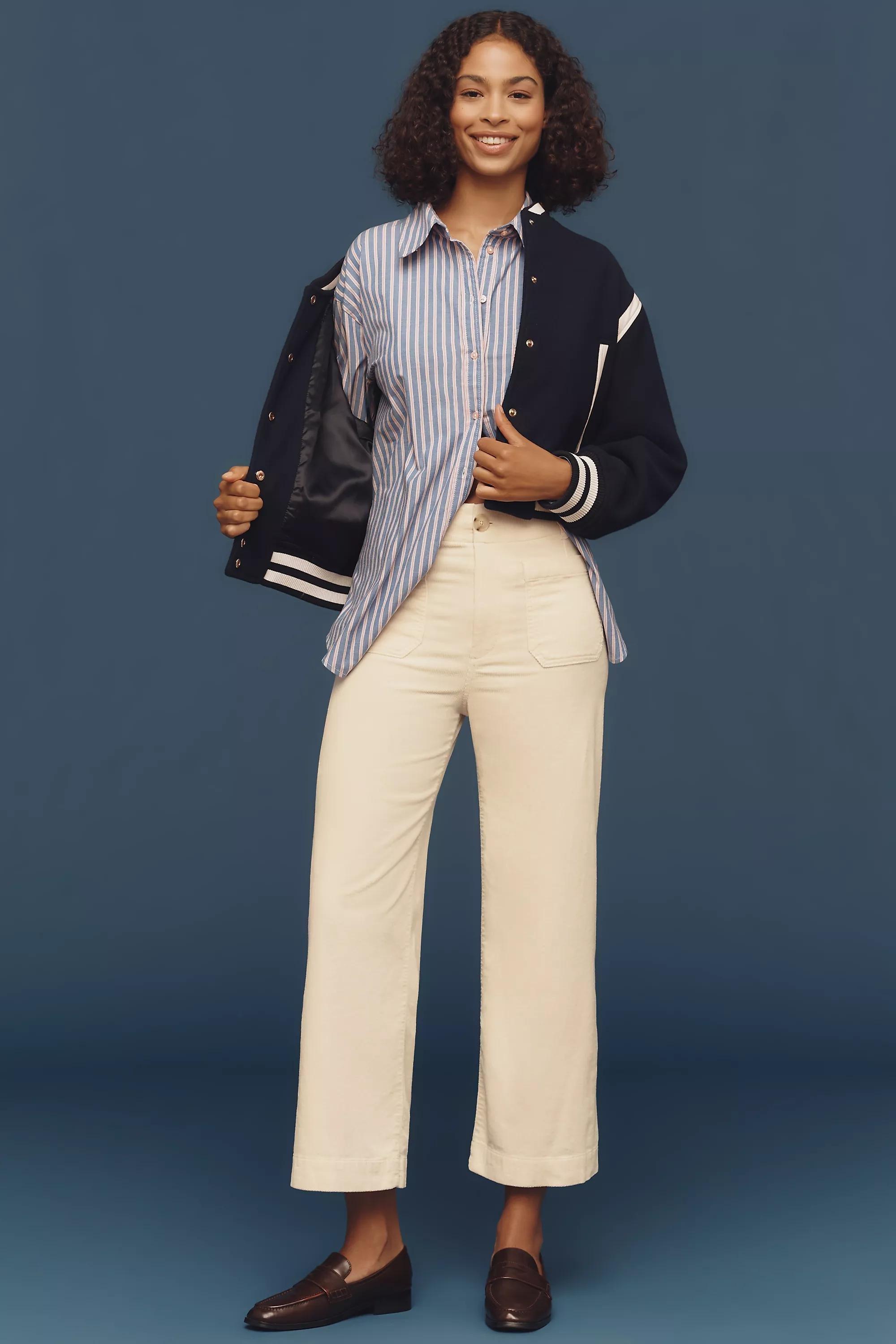 By Maeve The Colette Cropped Wide-Leg Trousers, White, A501_0012, large image number 1