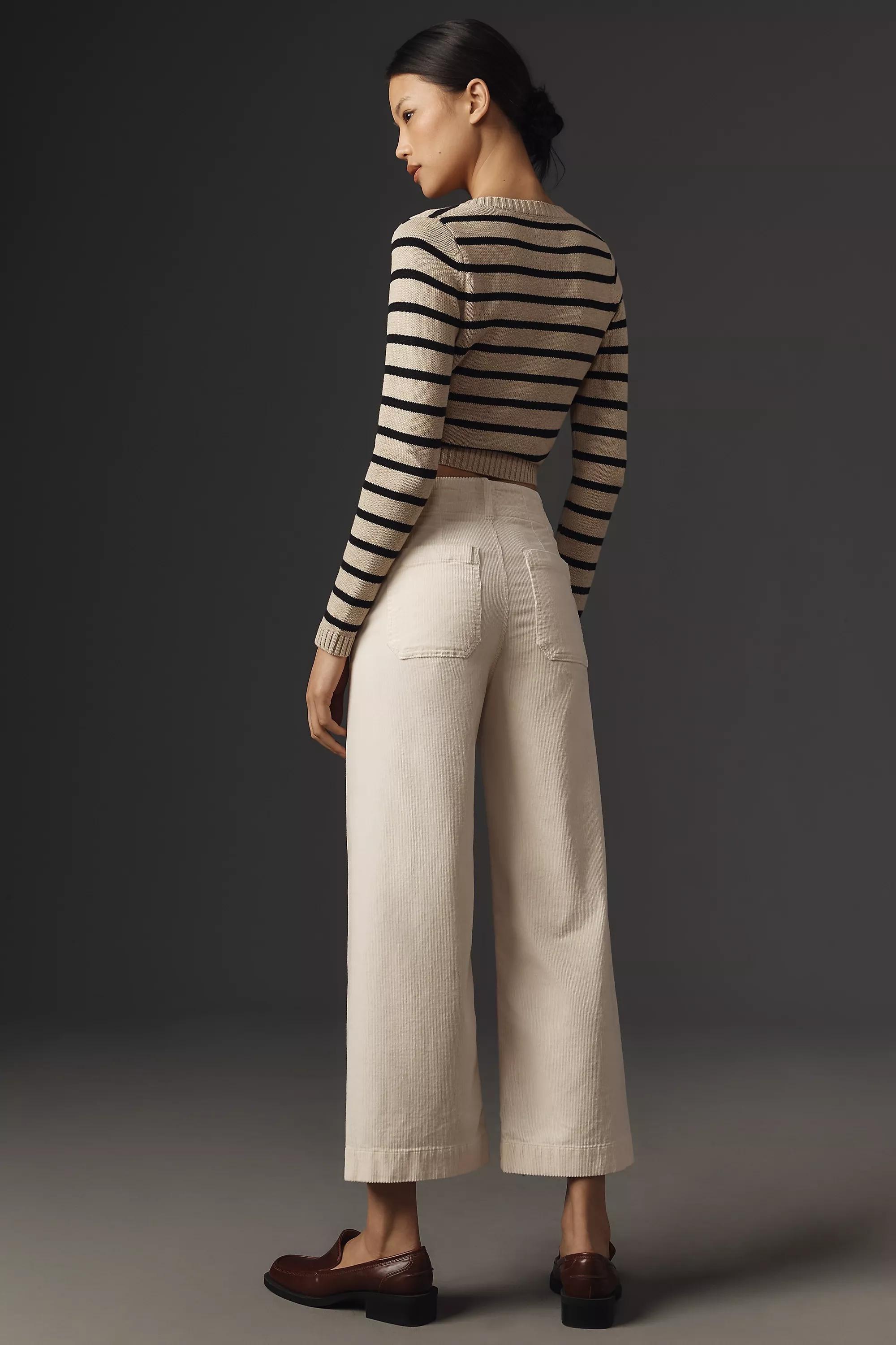 By Maeve The Colette Cropped Wide-Leg Trousers, White, A501_0012, large image number 6