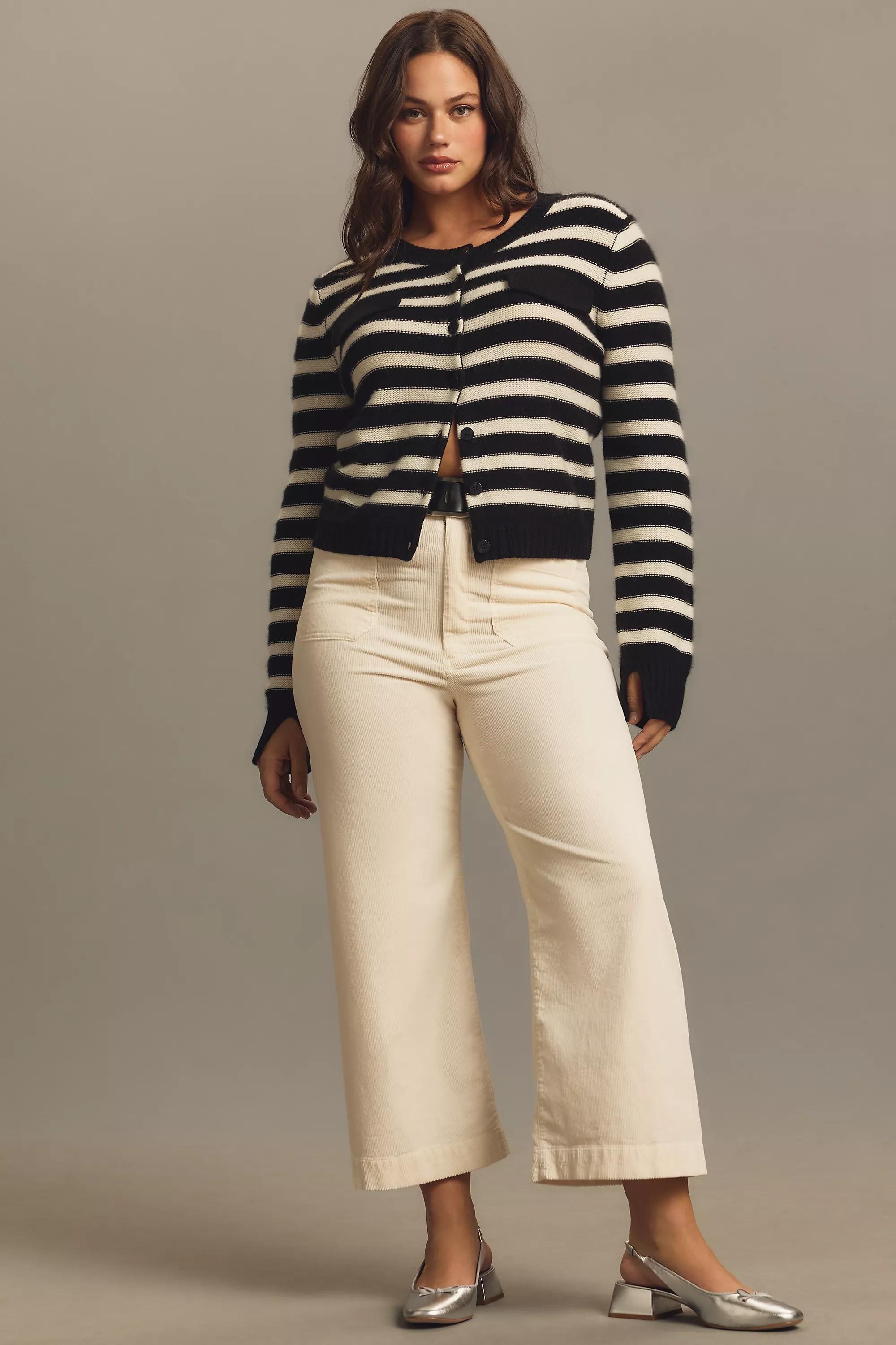 By Maeve The Colette Cropped Wide-Leg Trousers, White, A501_0012, large image number 8