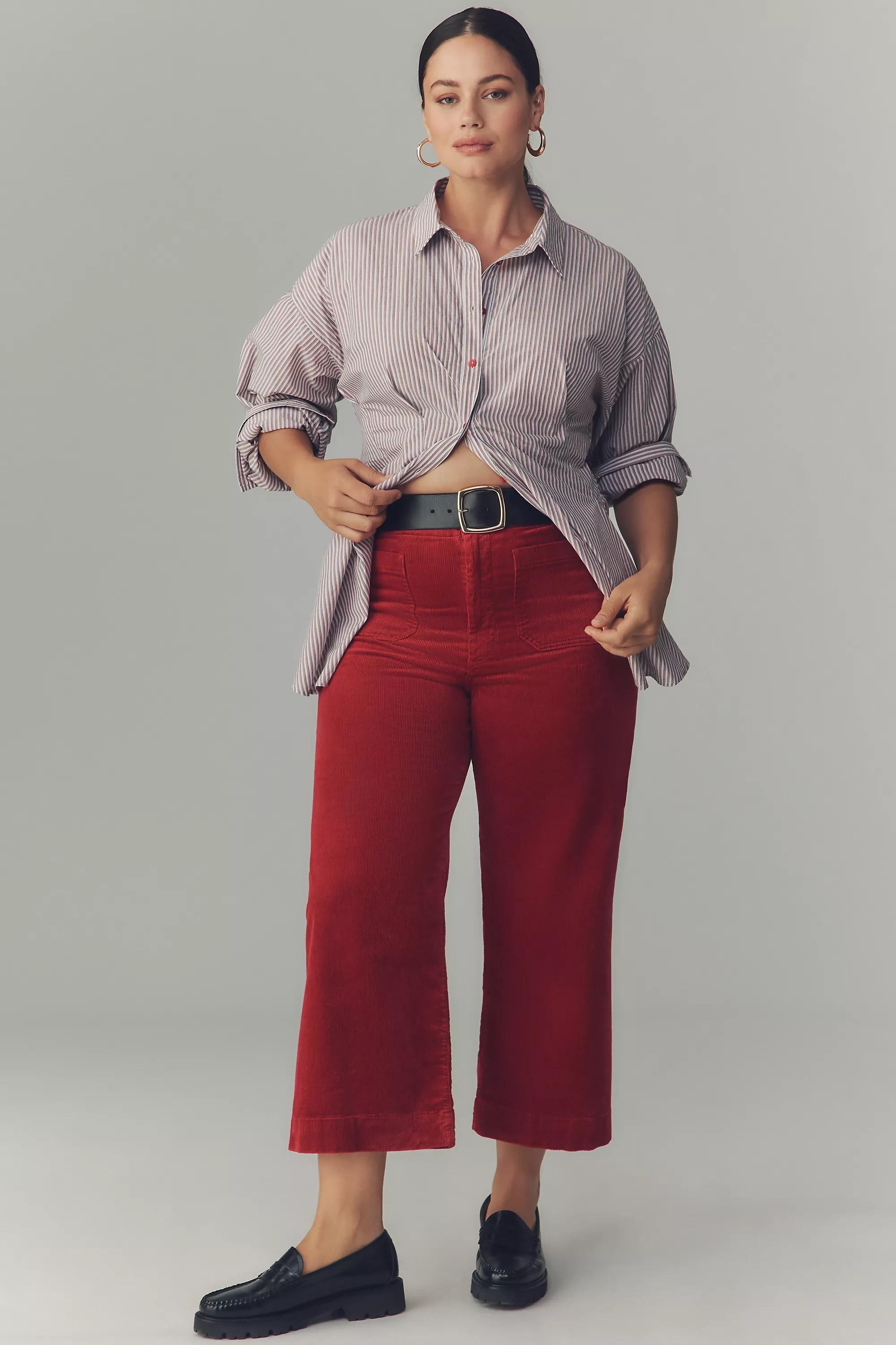 By Maeve The Colette Cropped Wide-Leg Trousers, Red, A501_0262, large image number 1