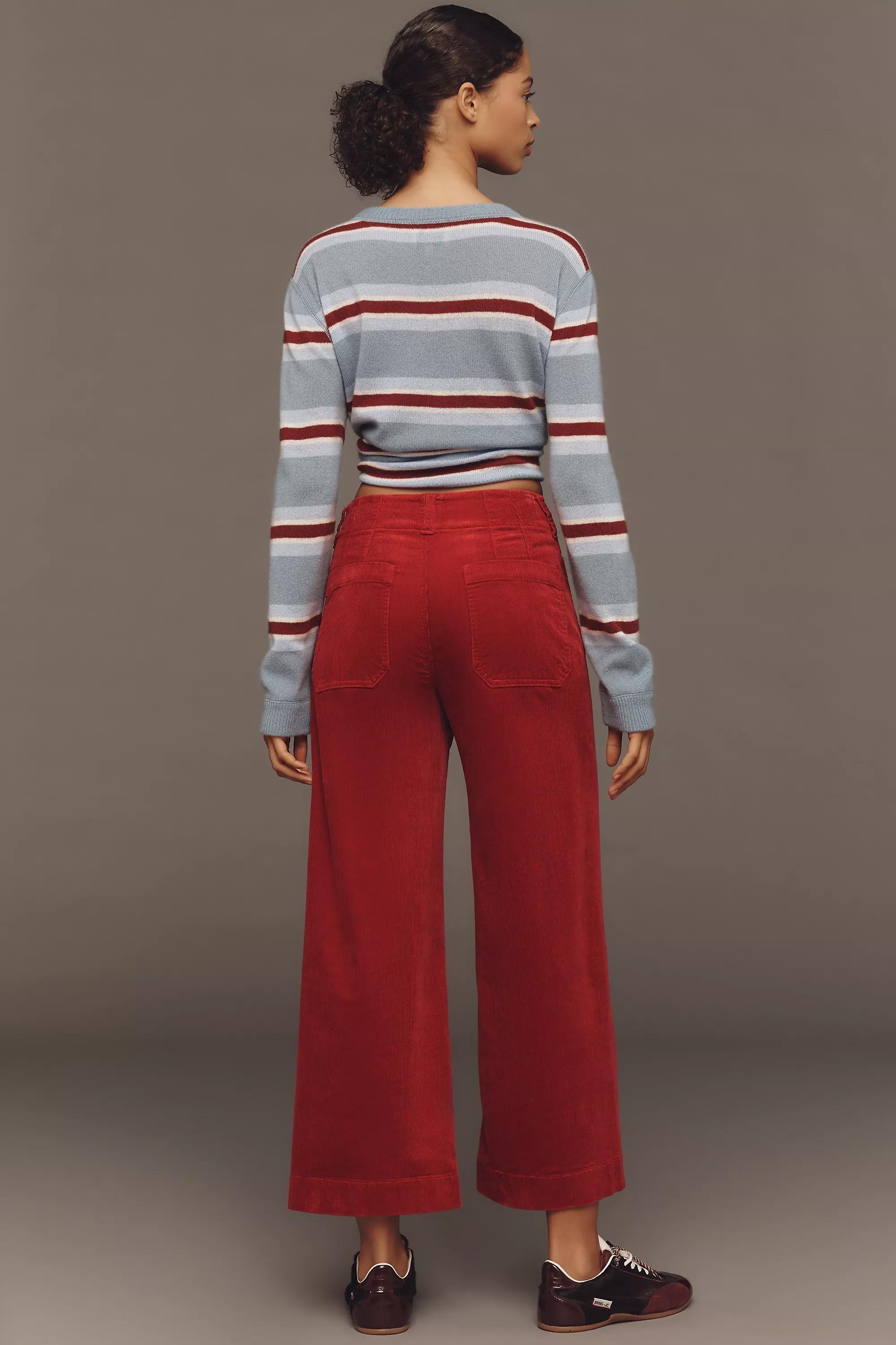 By Maeve The Colette Cropped Wide-Leg Trousers, Red, A501_0262, large image number 5