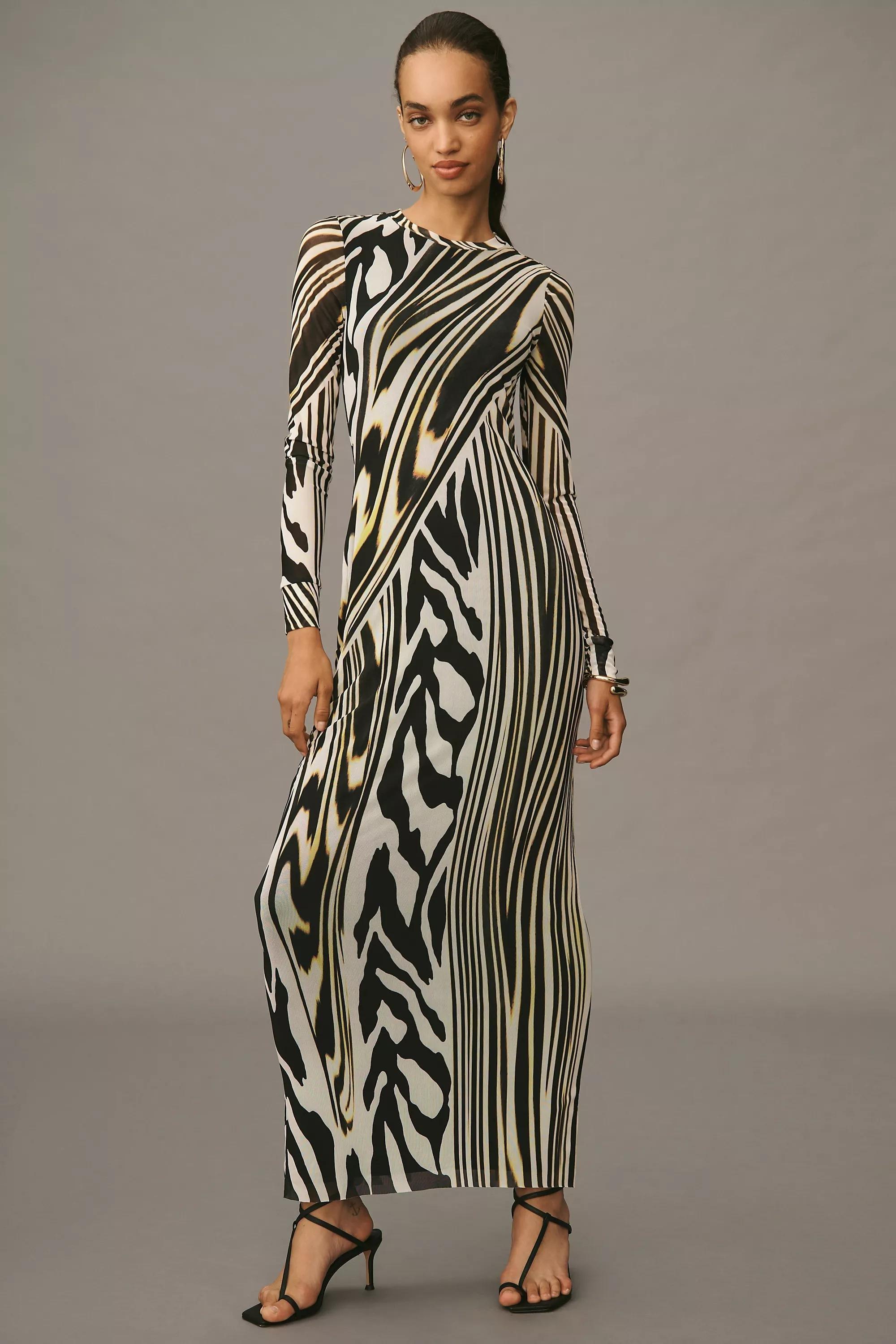 Anthropologie Animal Print Sheath Party Maxi, Multicolour, , medium
