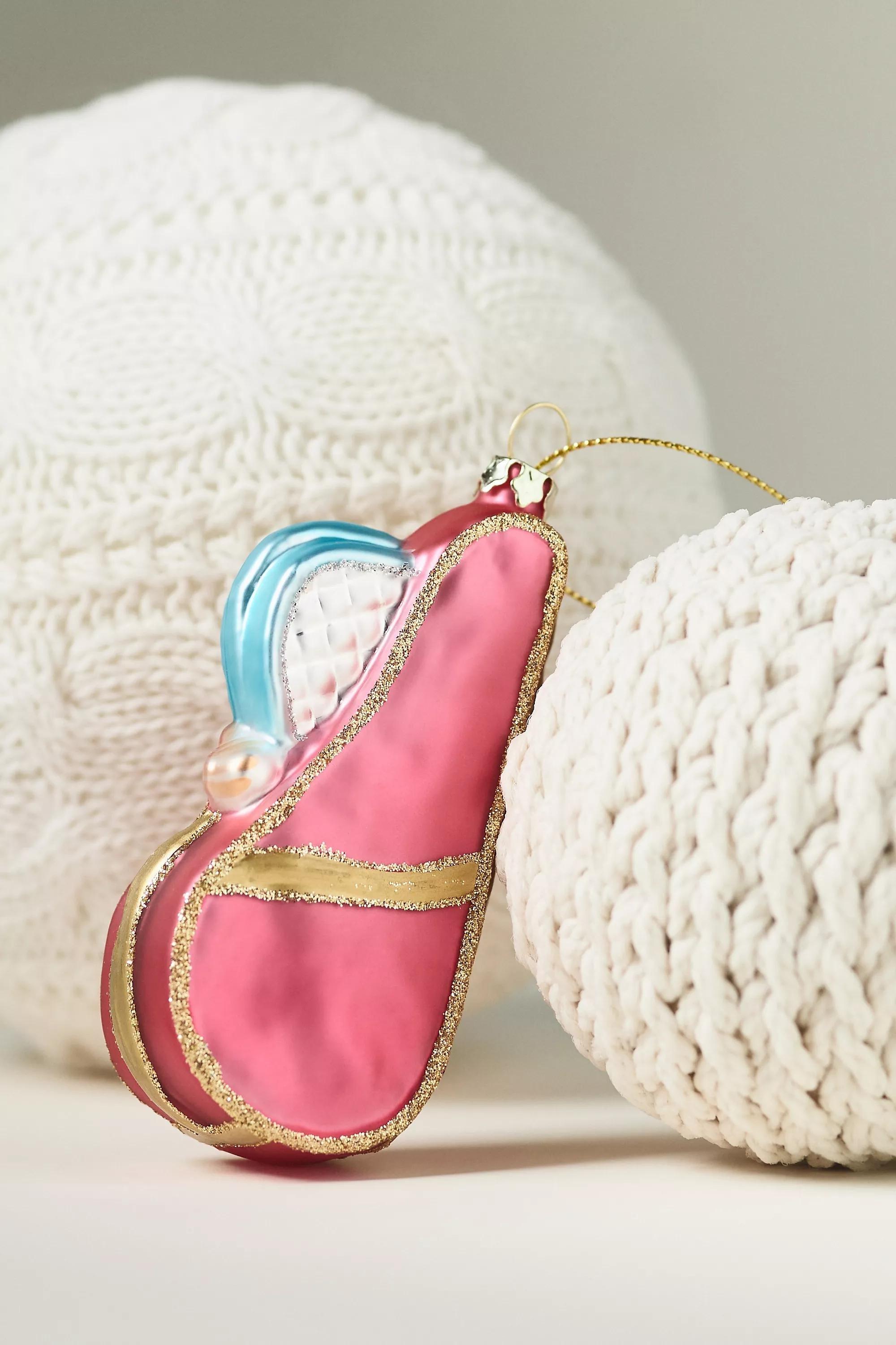 Combo Tennis Bag Glass Ornament, Pink, A501_0266, large image number 0
