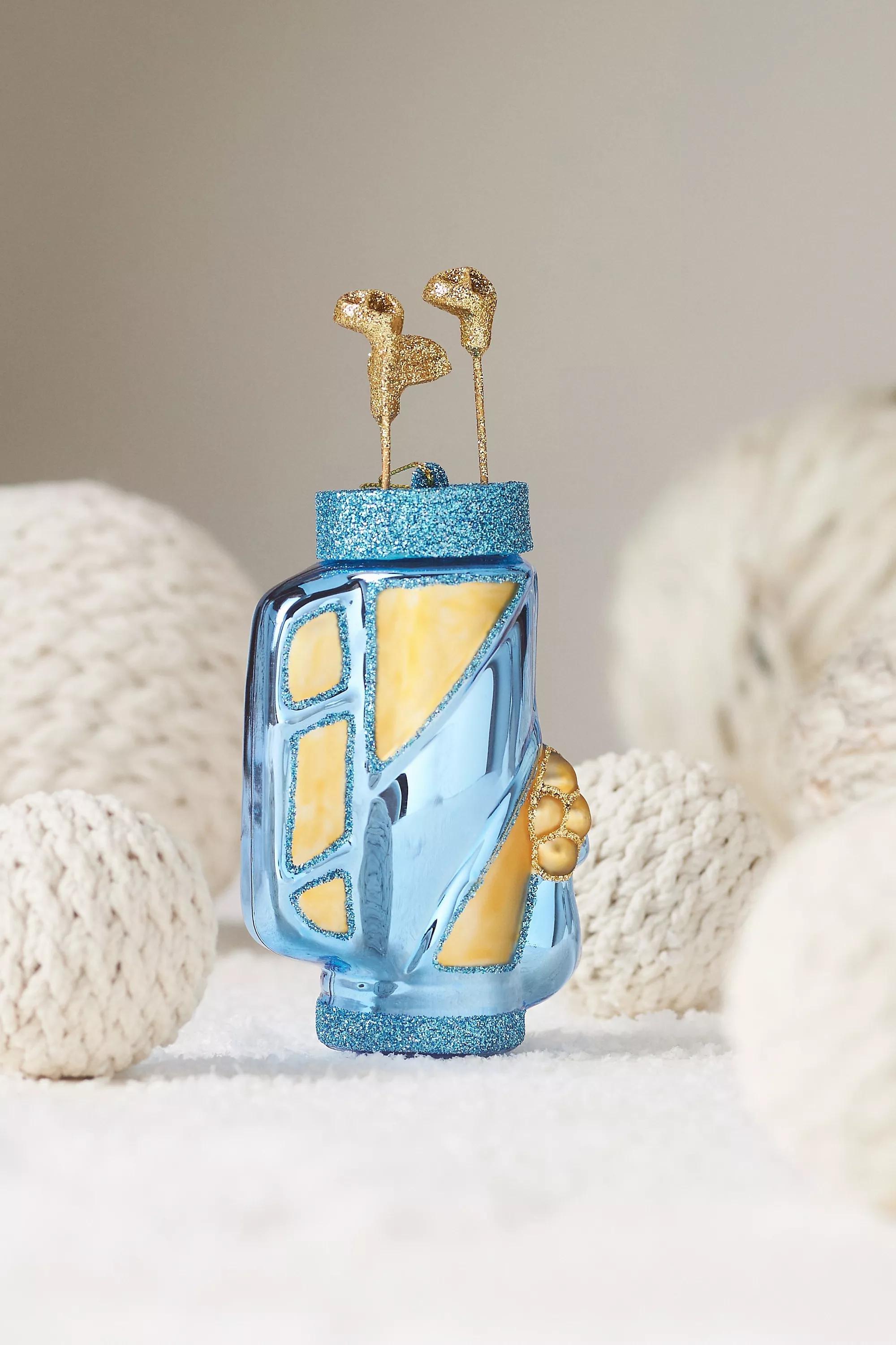 Golf Bag Glass Ornament, Blue, A501_0040, large image number 0