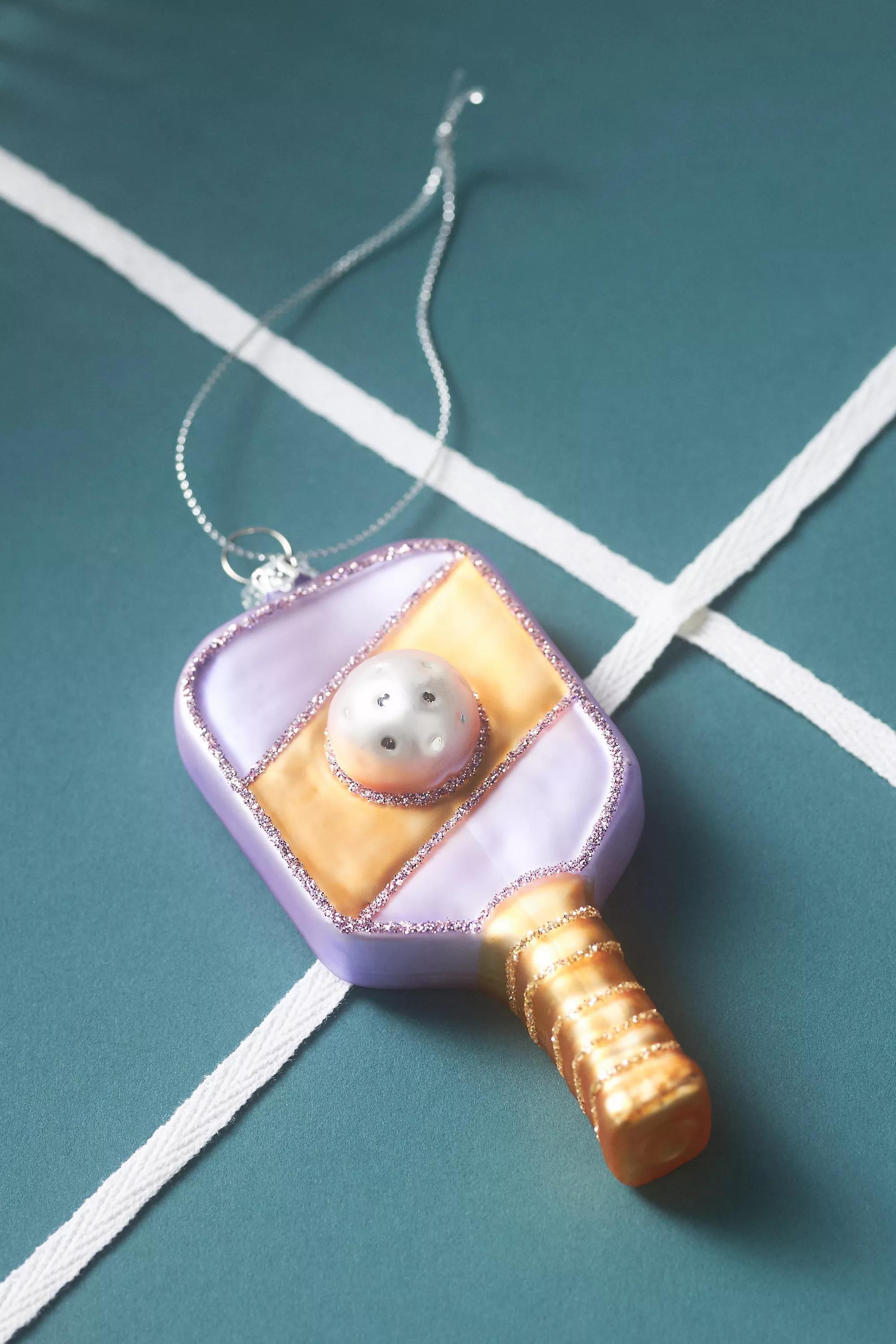 Pickleball Glass Ornament, Lilac, A501_0055, large image number 0