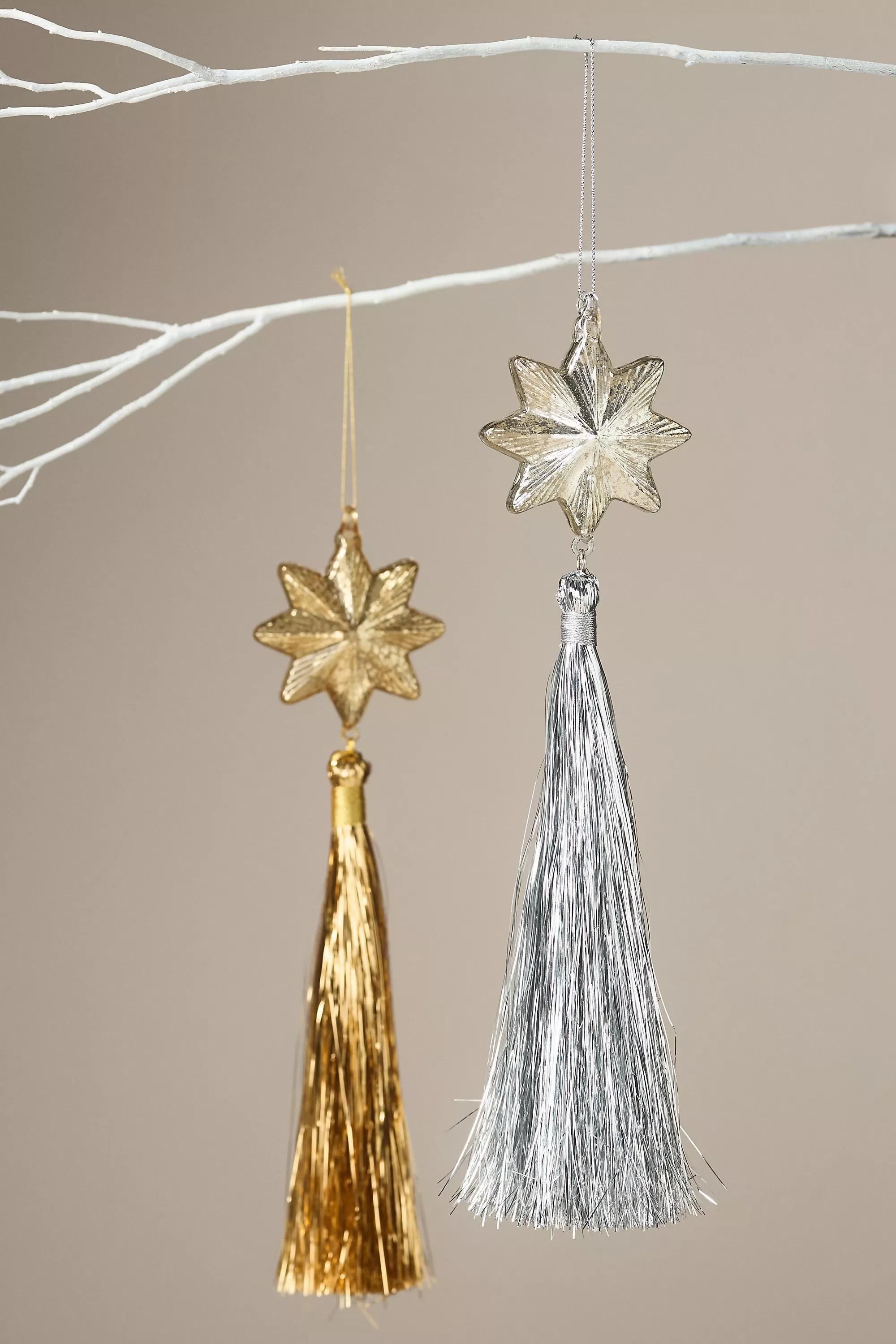 Shooting Star Glass Tinsel Ornament, Silver, A501_0007, large image number 0