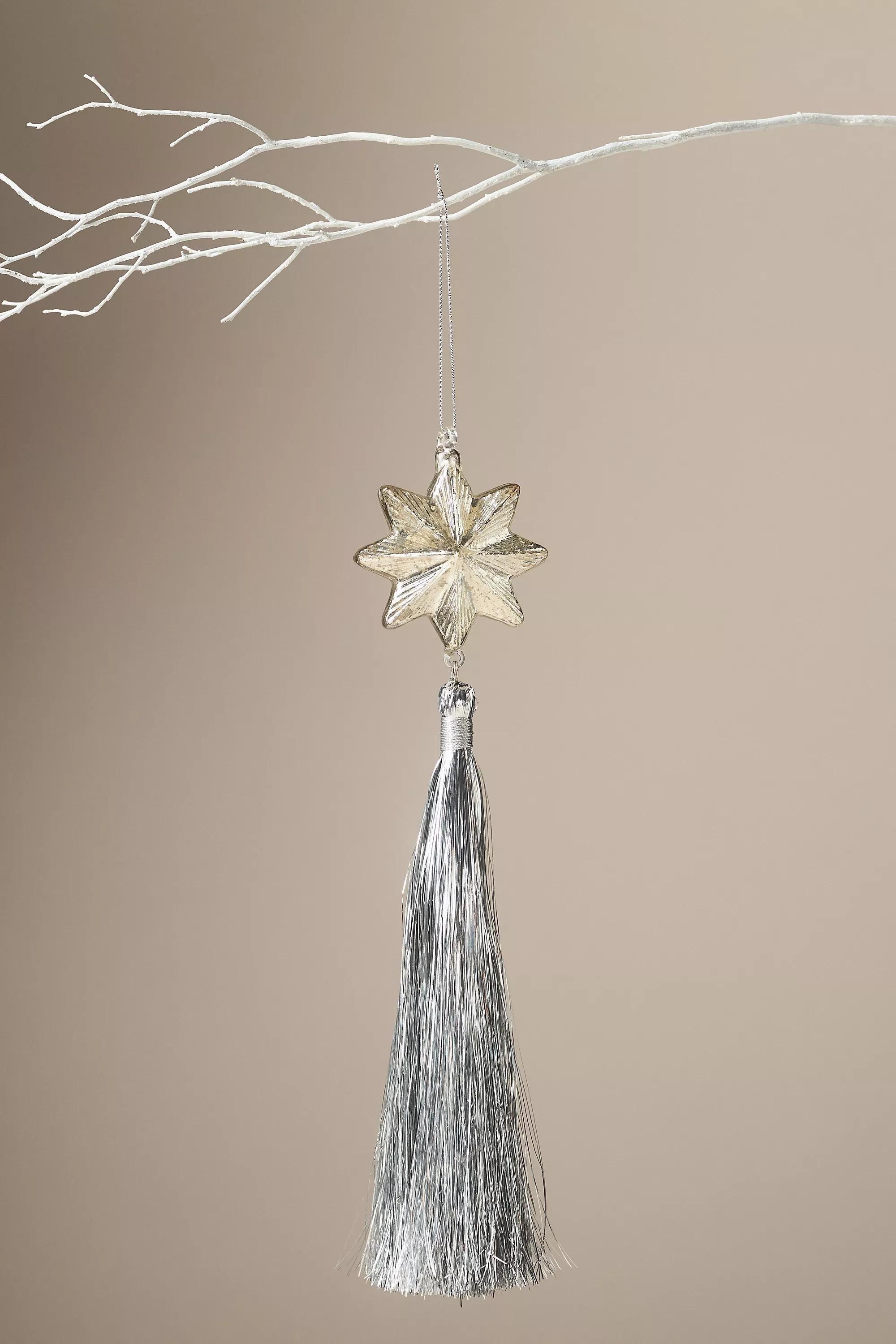 Shooting Star Glass Tinsel Ornament, Silver, A501_0007, large image number 1