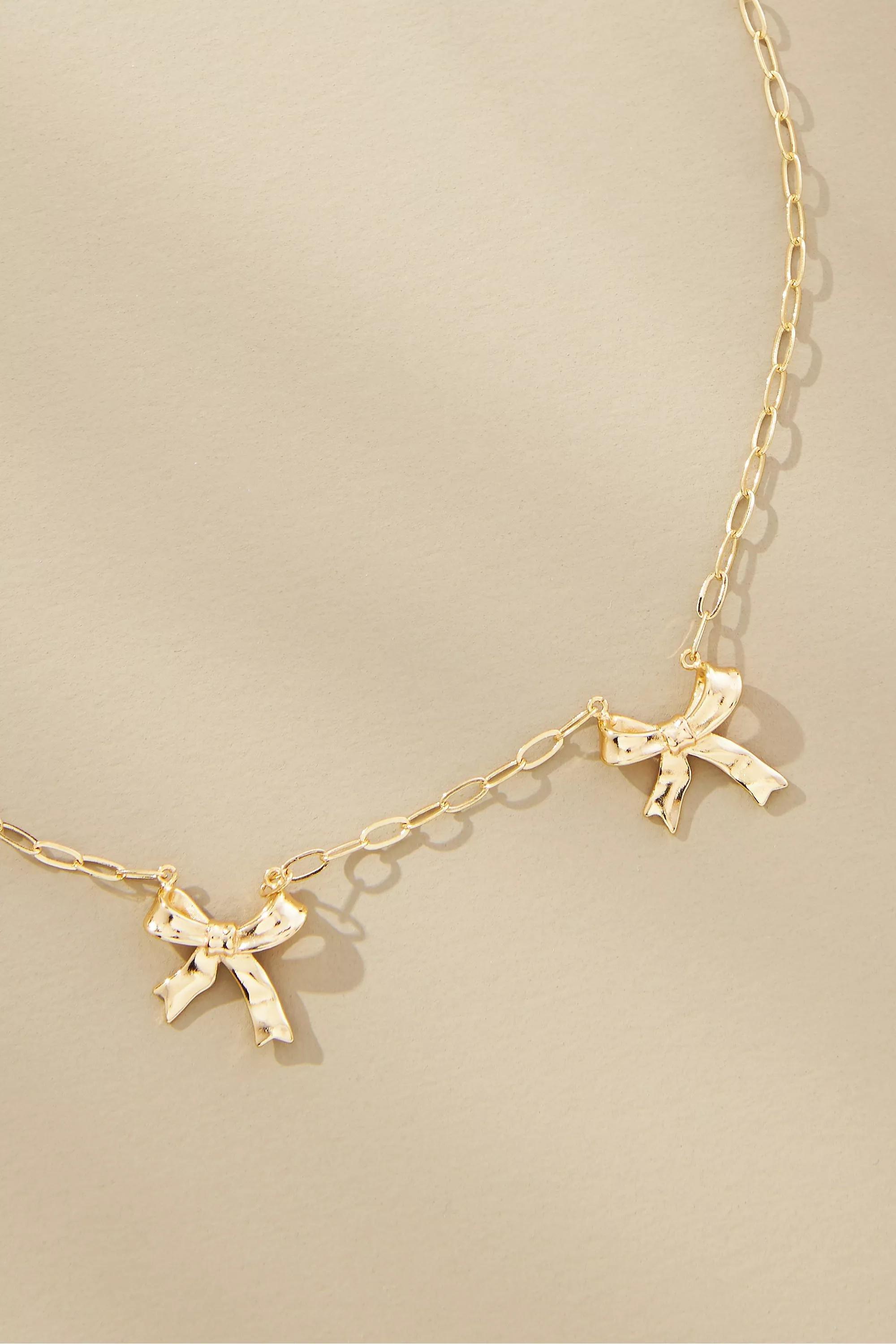 Multi Bow Necklace, Gold, A501_0070, large image number 3