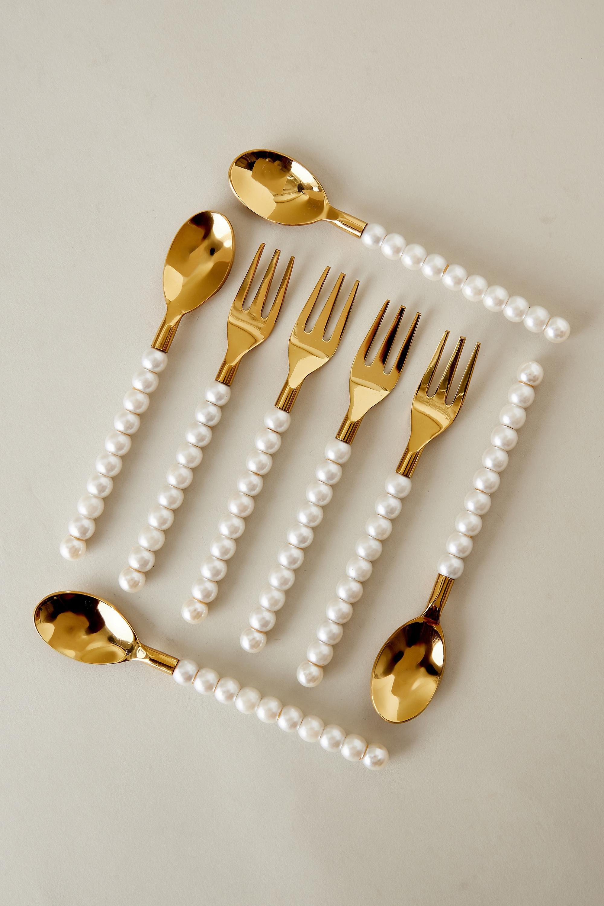 Lepelclub Pearl Forks, Set Of 2, White, White, large image number 3