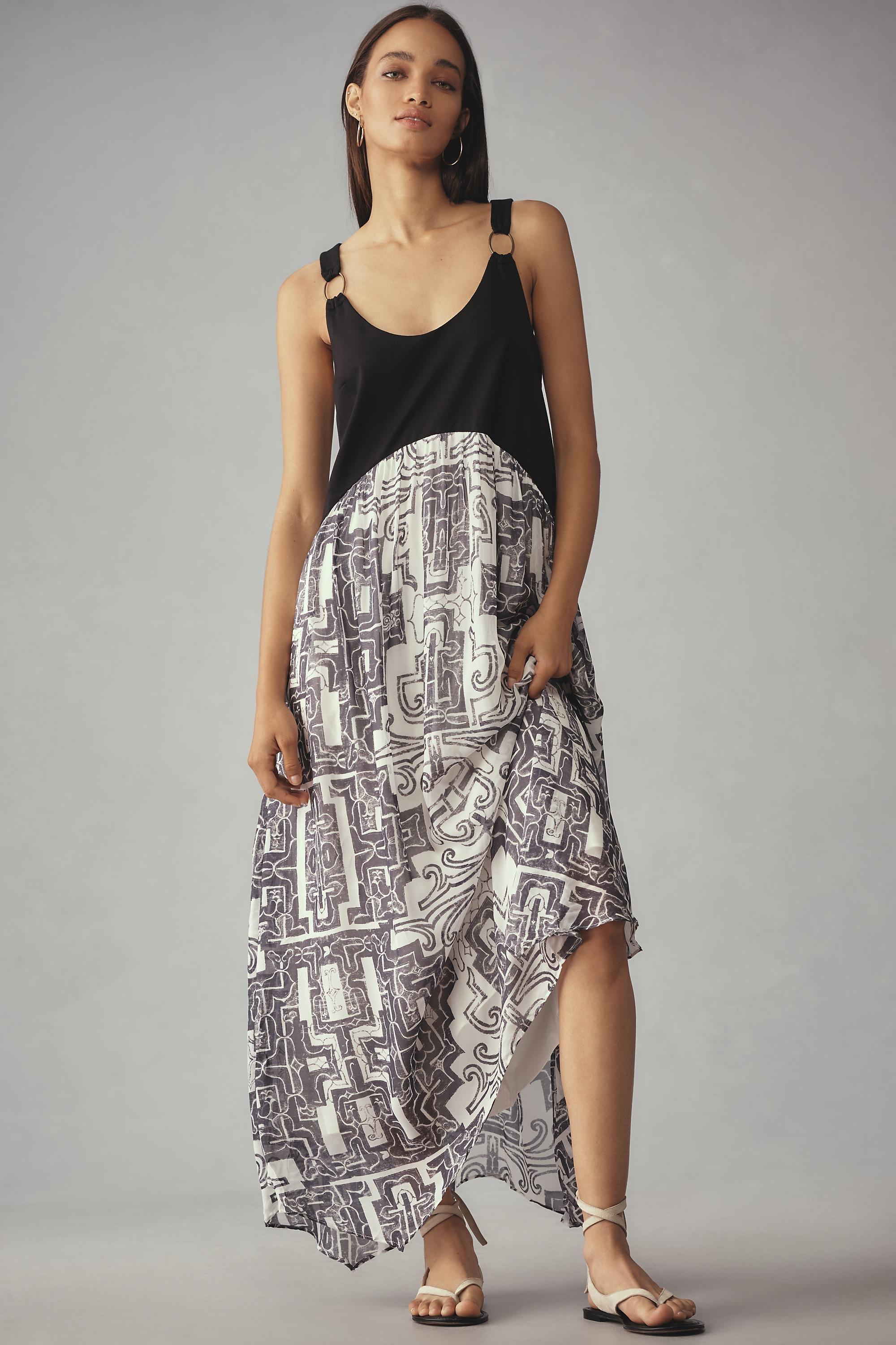 Sleeveless Scoop-Neck Maxi Dress, Grey, , large image number 0