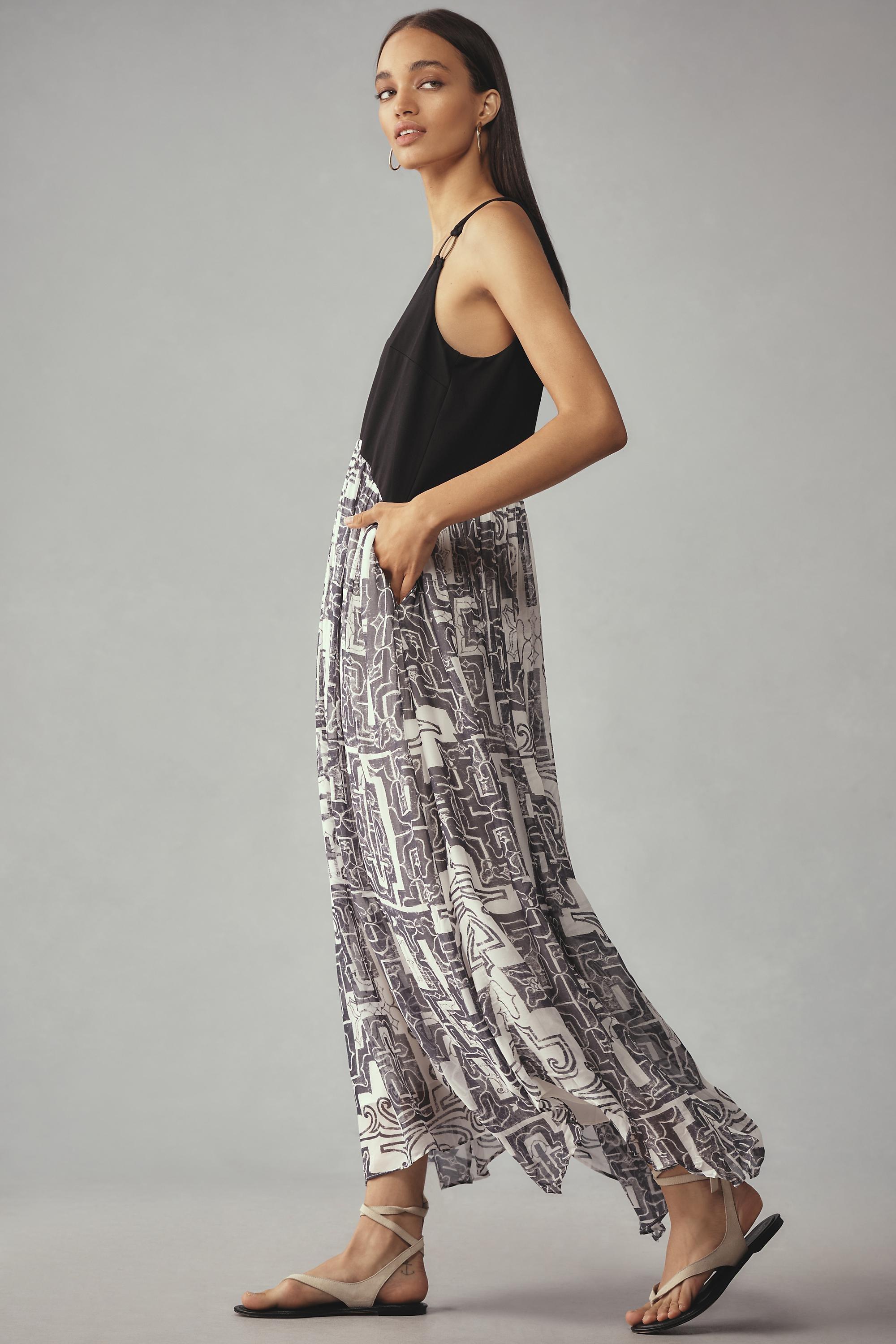 Sleeveless Scoop-Neck Maxi Dress, Grey, , large image number 3