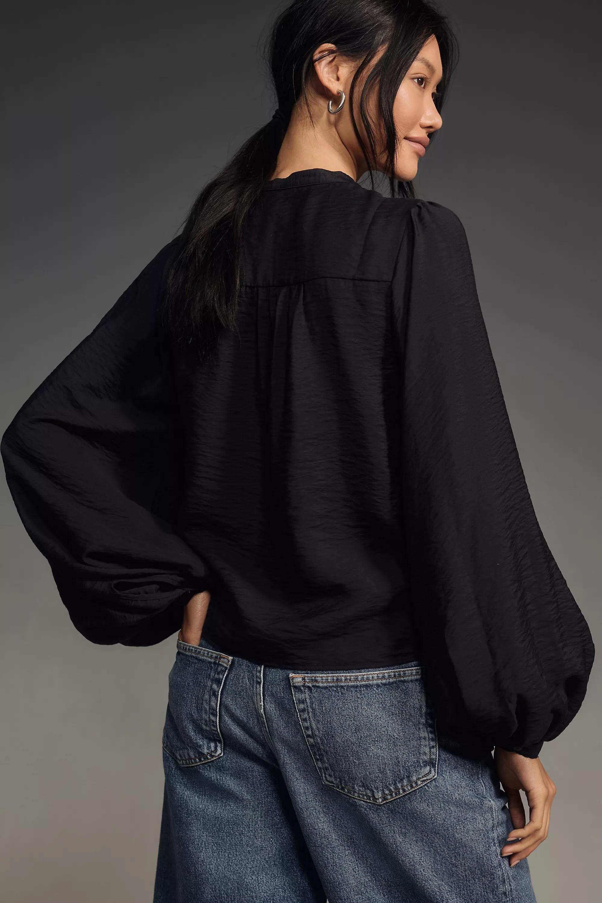 BLK By Anthropologie Puff-Sleeve Textured Blouse, , large image number 2
