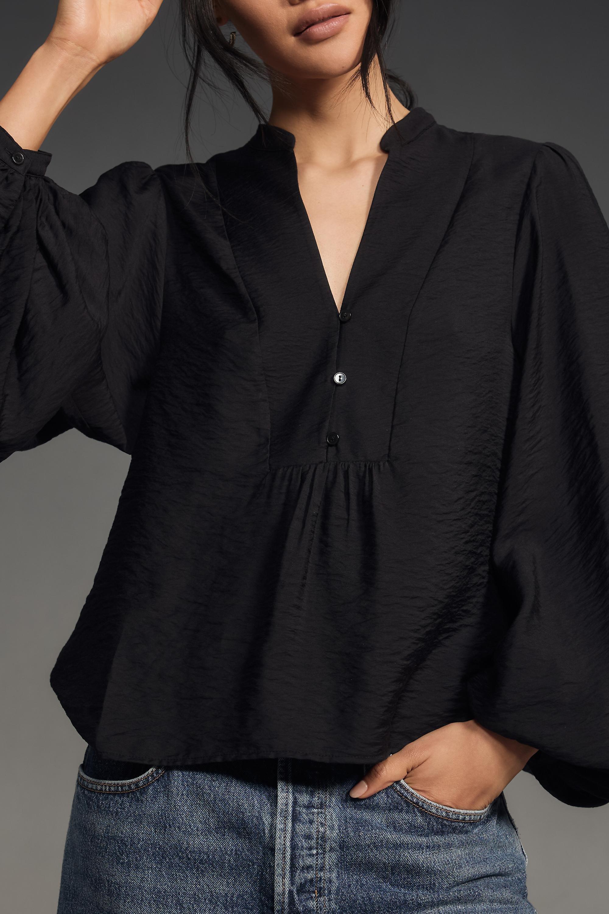 BLK By Anthropologie Puff-Sleeve Textured Blouse, , large image number 4