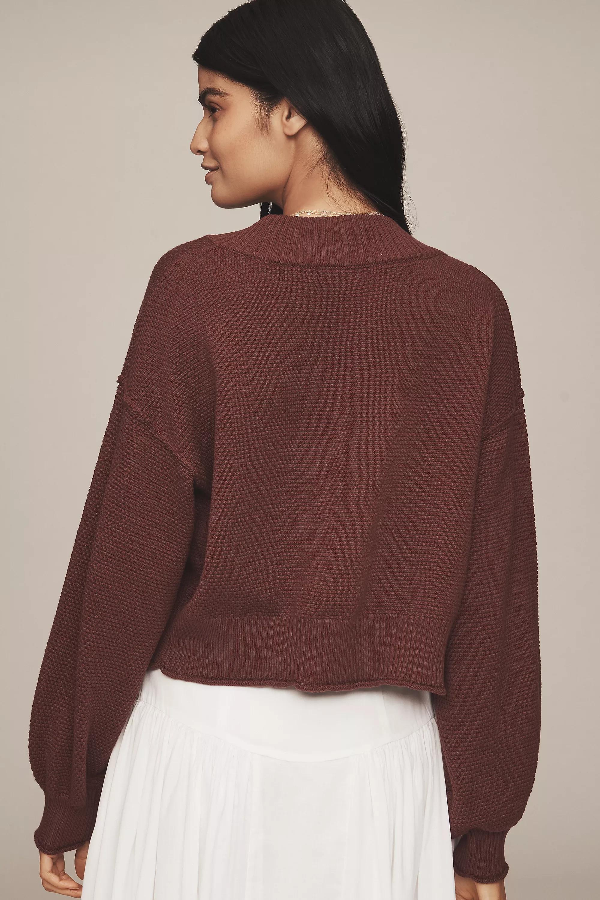 Livvy Waffle Knit Cardigan, Burgundy, A501_0061, large image number 1