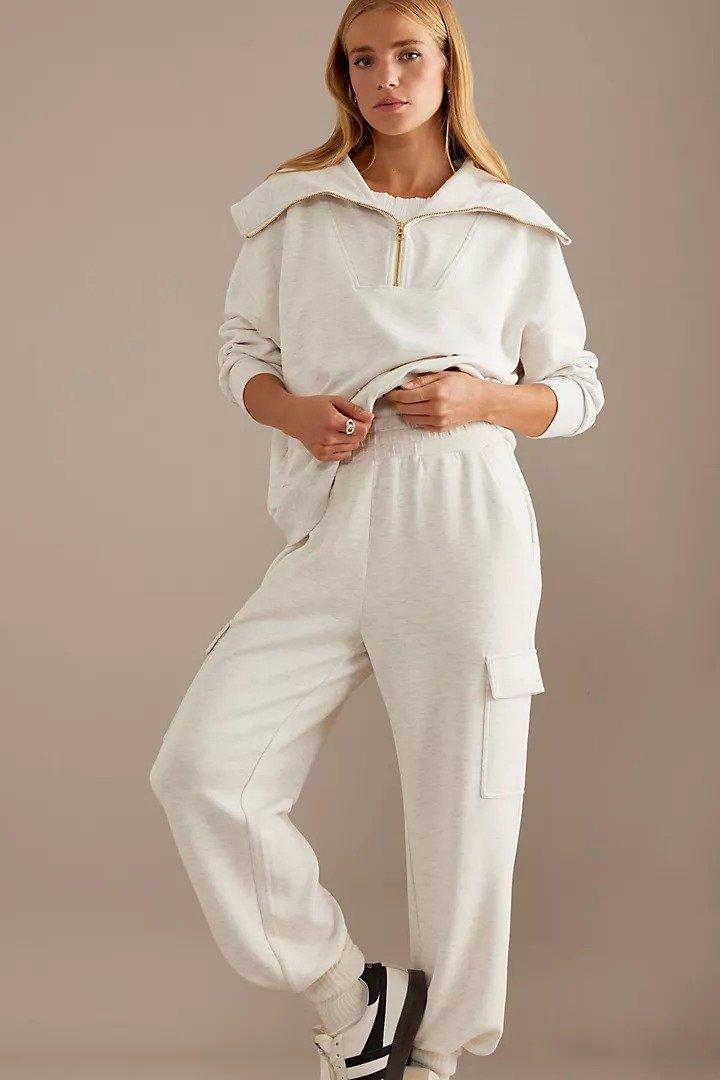 Anthropologie Plain Oversized Joggers, Beige, , large image number 0