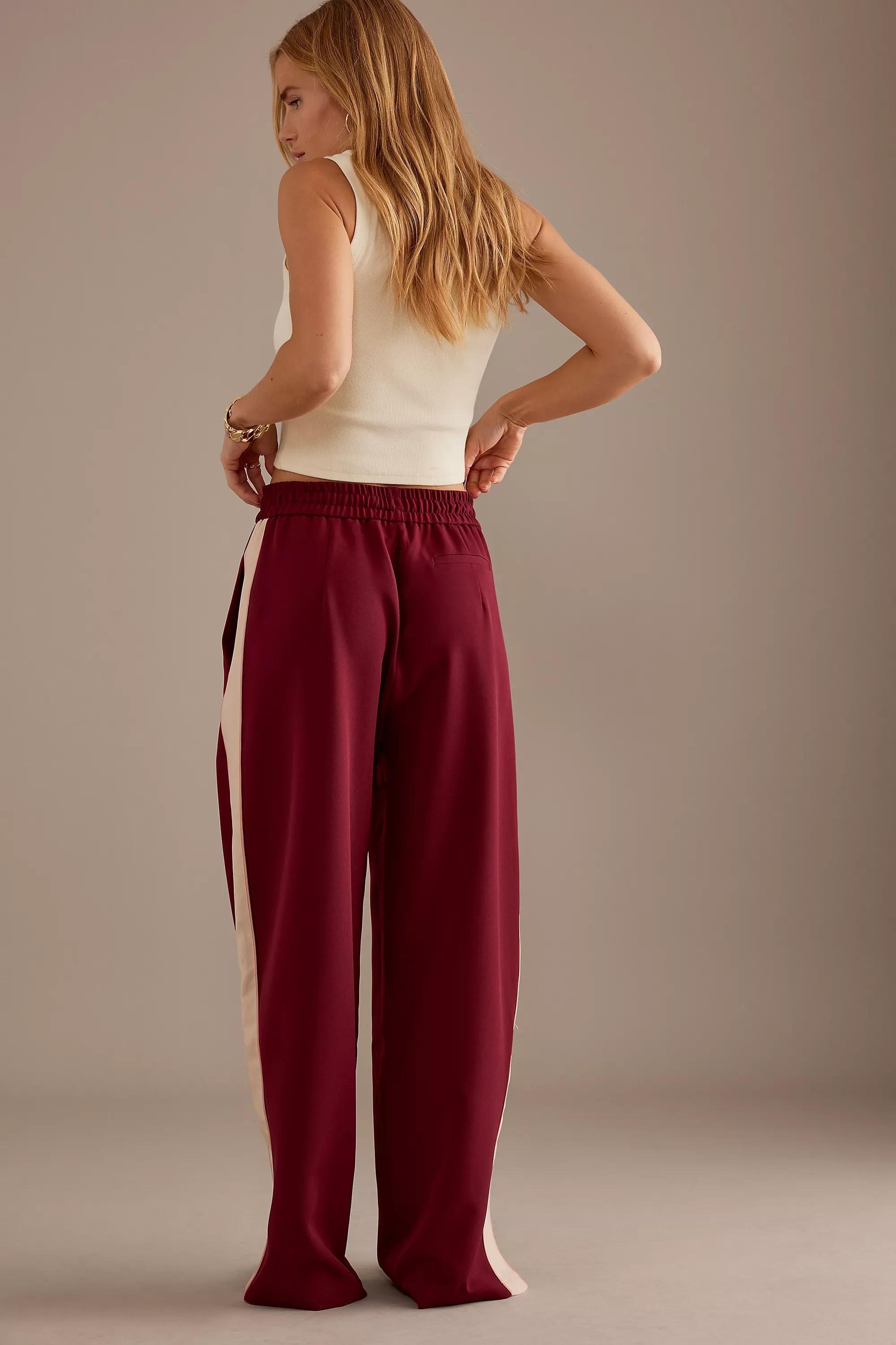 Side Stripe Track Pants, Burgundy, A501_0259, large image number 2