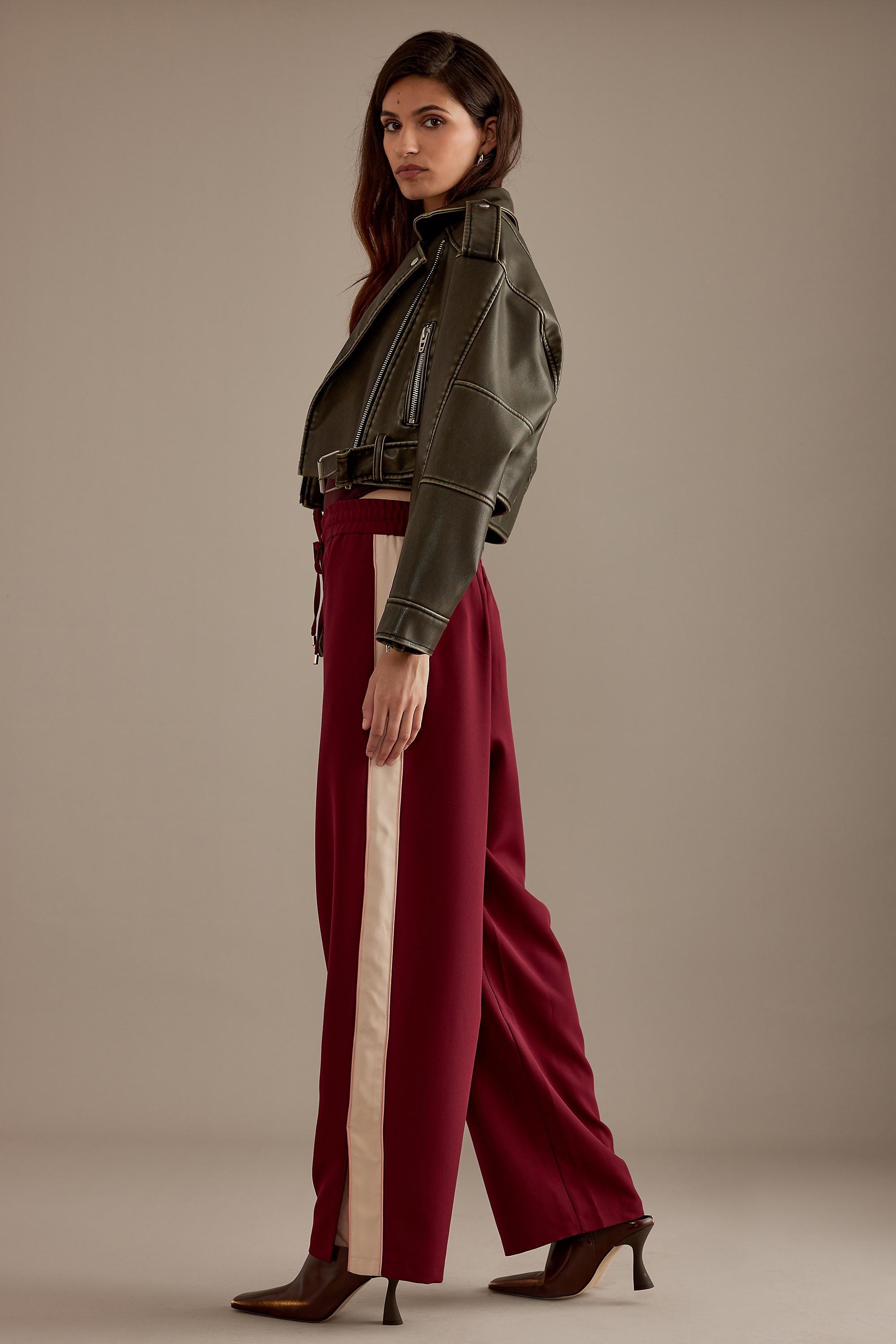 Side Stripe Track Pants, Burgundy, , large image number 2