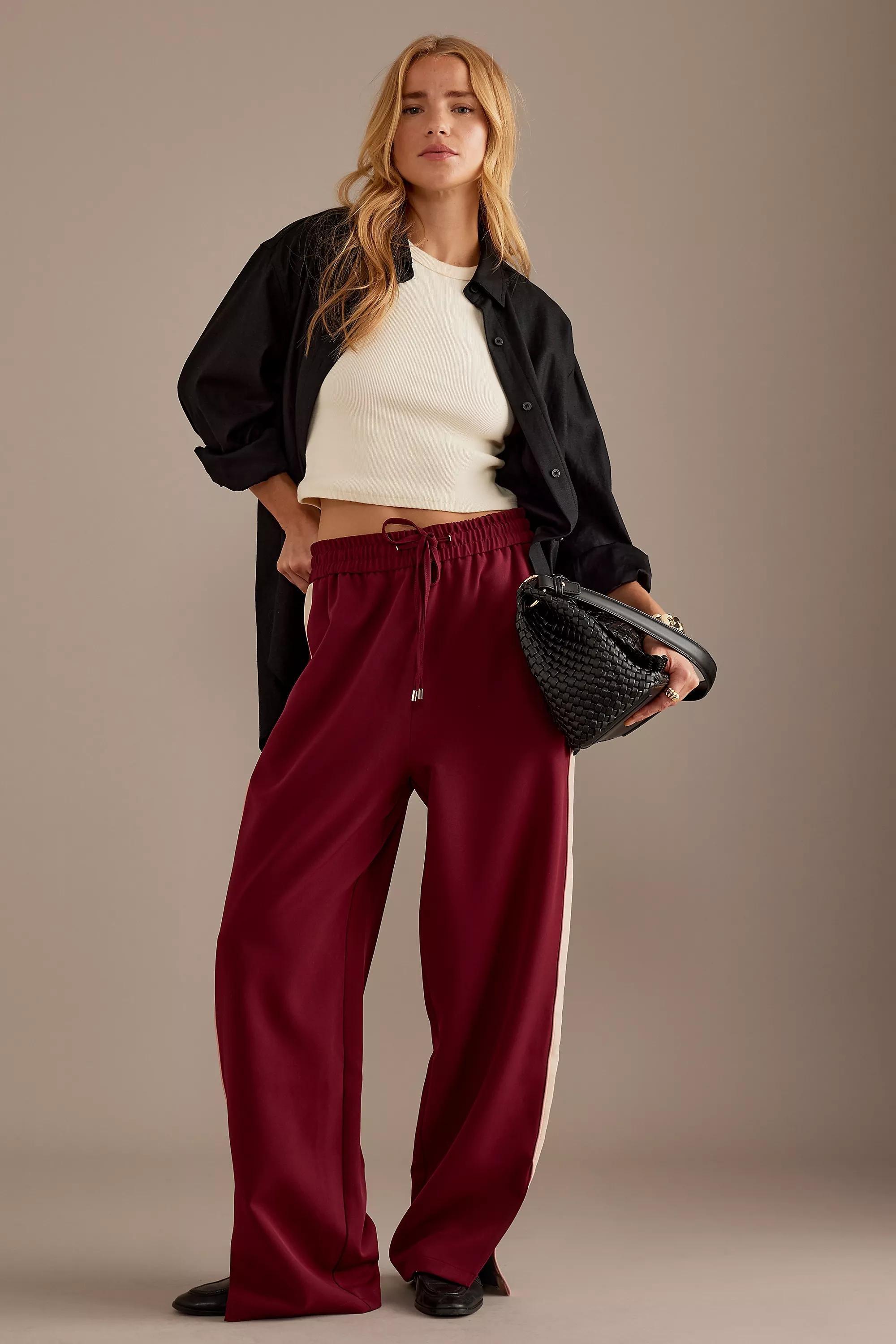 Side Stripe Track Pants, Burgundy, A501_0259, large image number 4