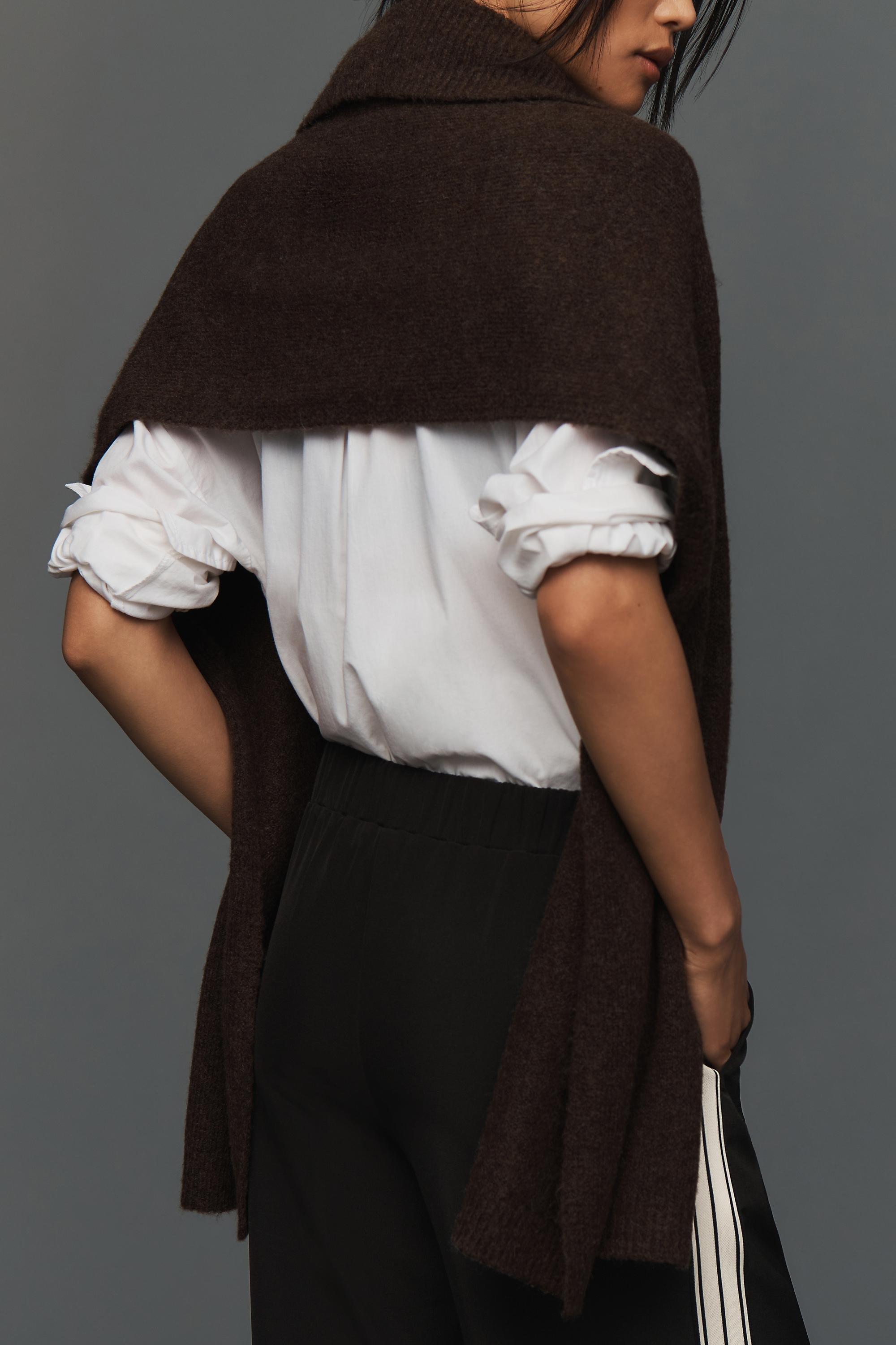 Anthropologie Knit Collar Shrug, Brown, A501_0021, large image number 3