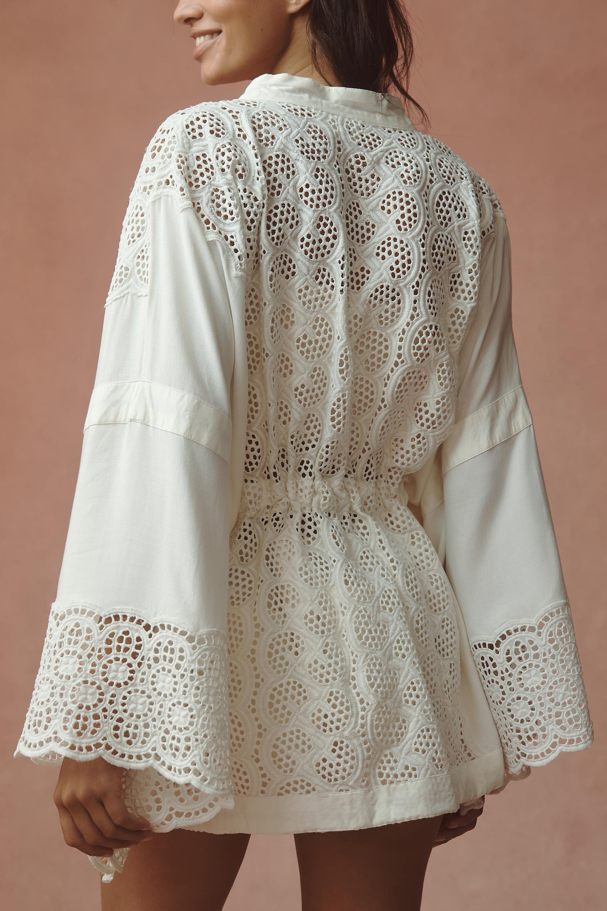 Anthropologie Lace Details Crop Top, Cream, A501_0012, large image number 1